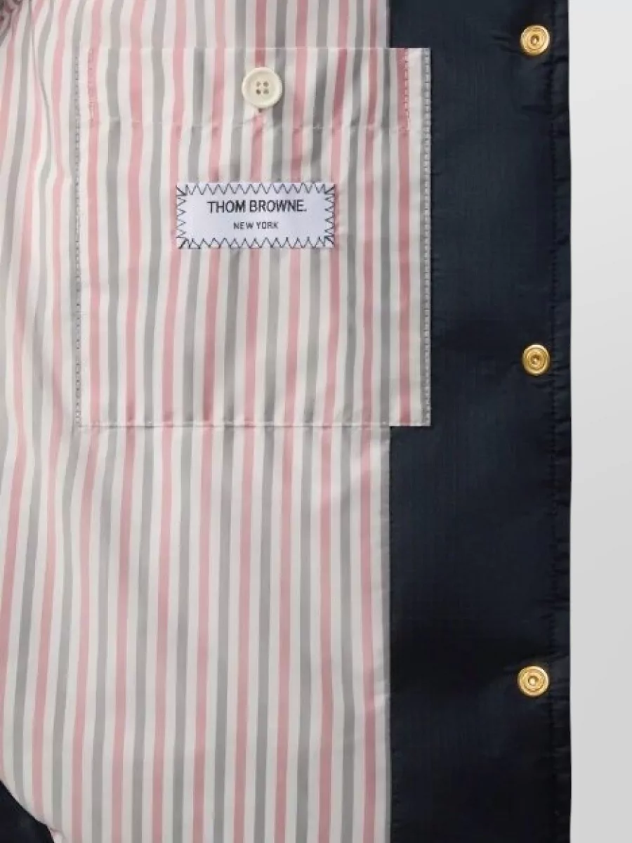 Thom Browne Down Hooded Shirtdress Ripstop Striped Sleeves