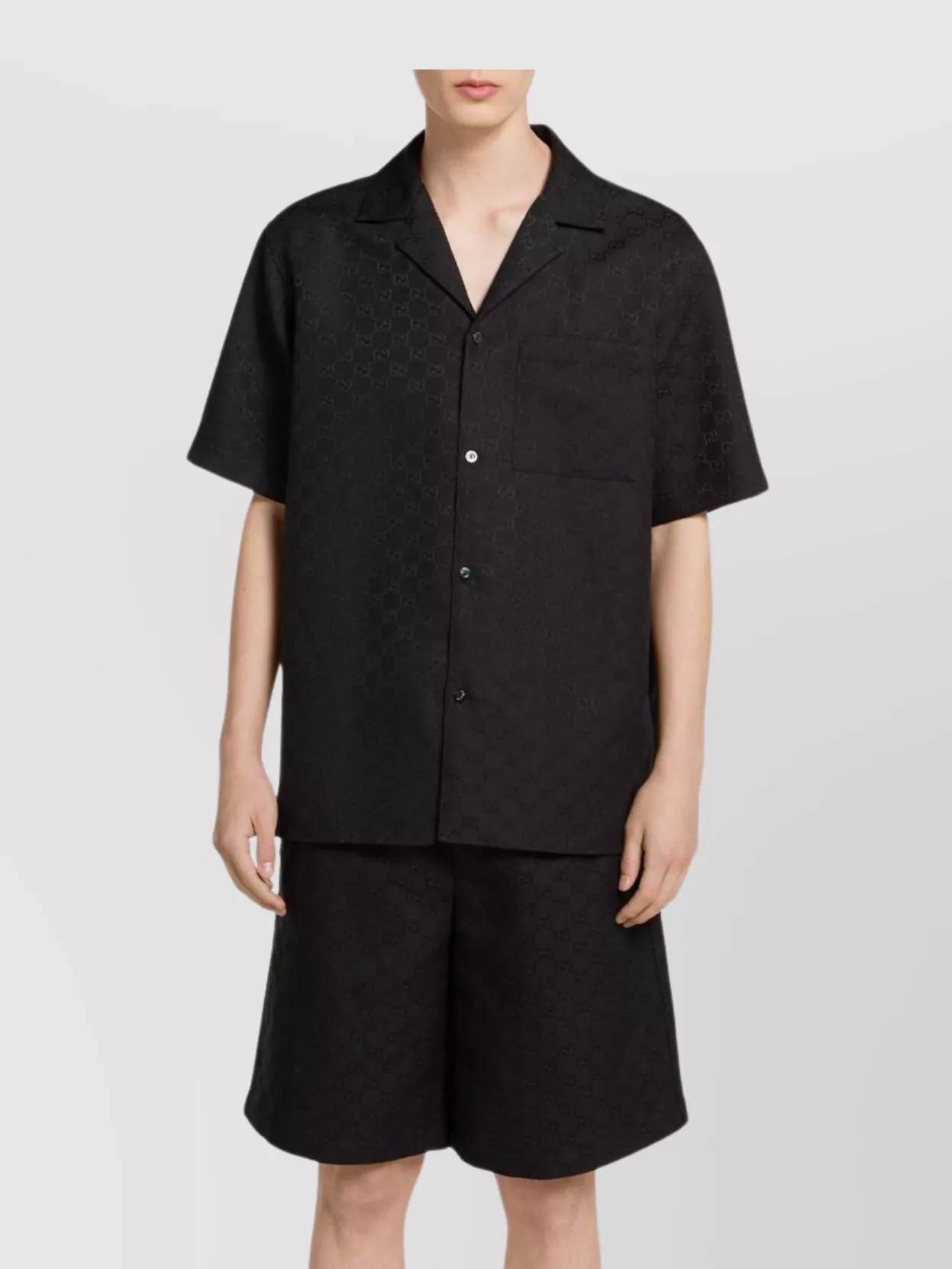 Gucci Gg Monogram Shirt With Chest Pocket And Side Slits