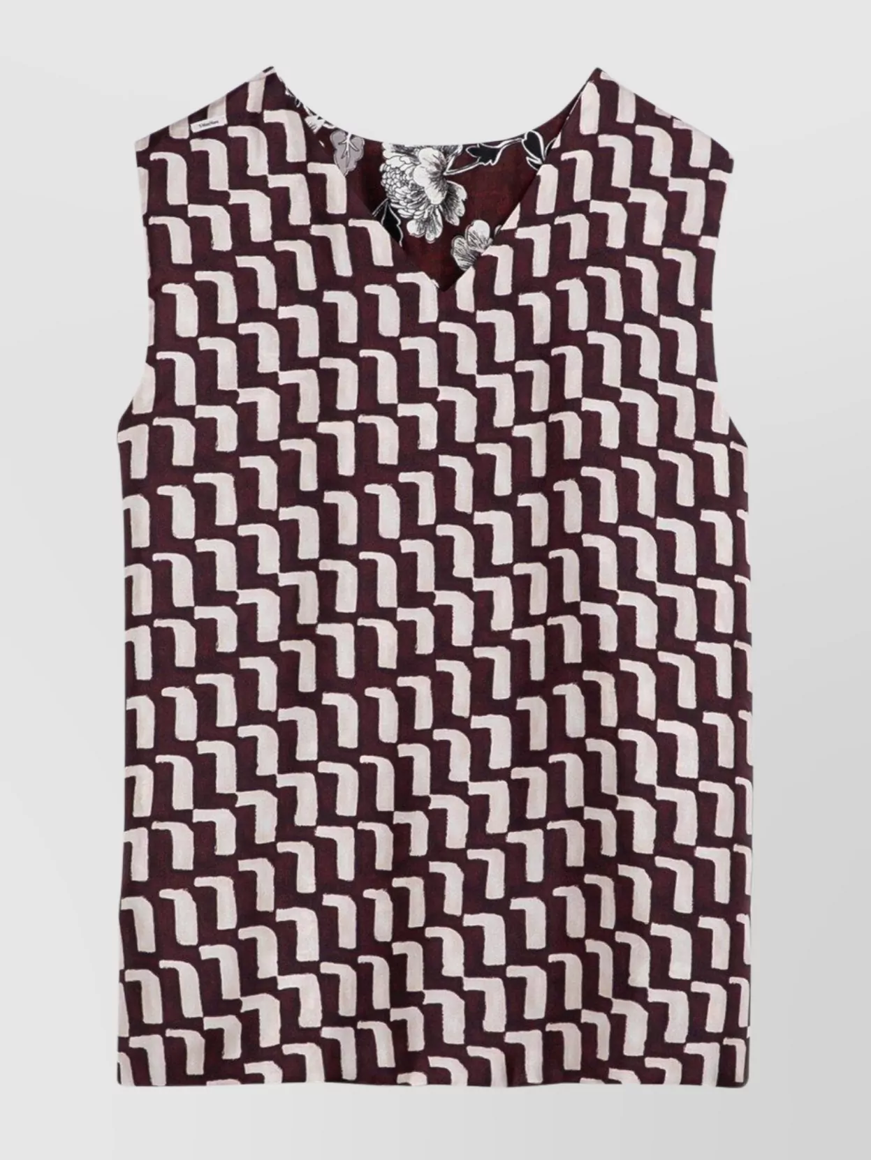 Max Mara Reversible Silk Camisole Top With Floral Pattern In Burgundy