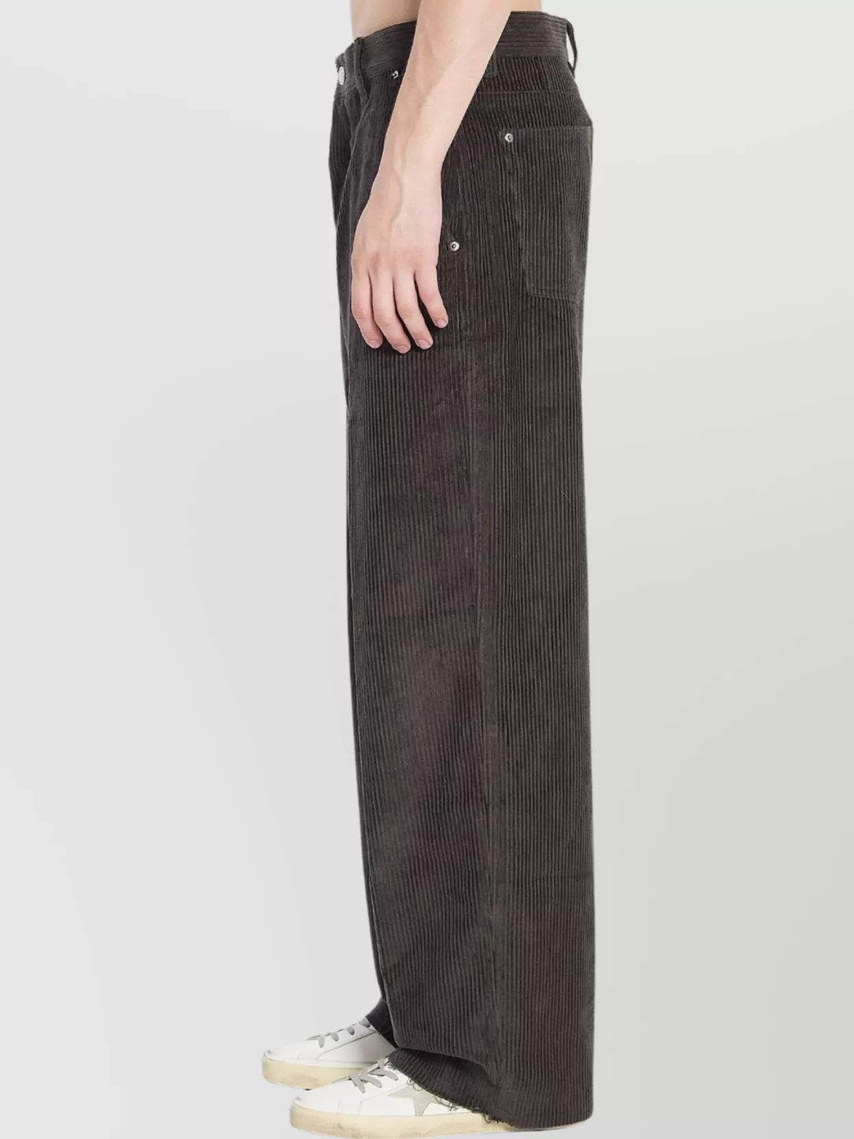 Ami Paris Ribbed Texture Cotton Velvet Trousers