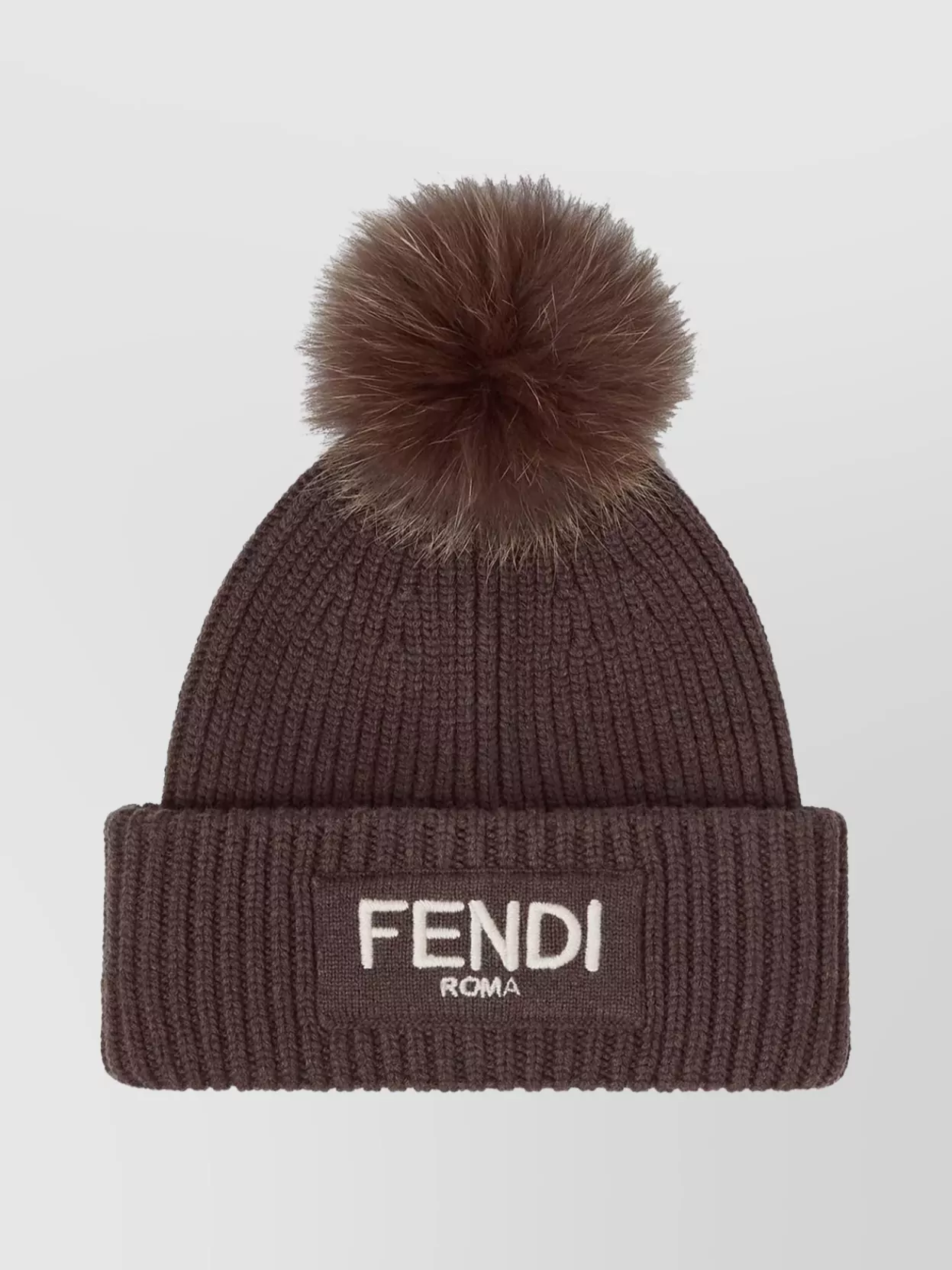 Fendi Textured Beanie And Pom Detail In Burgundy
