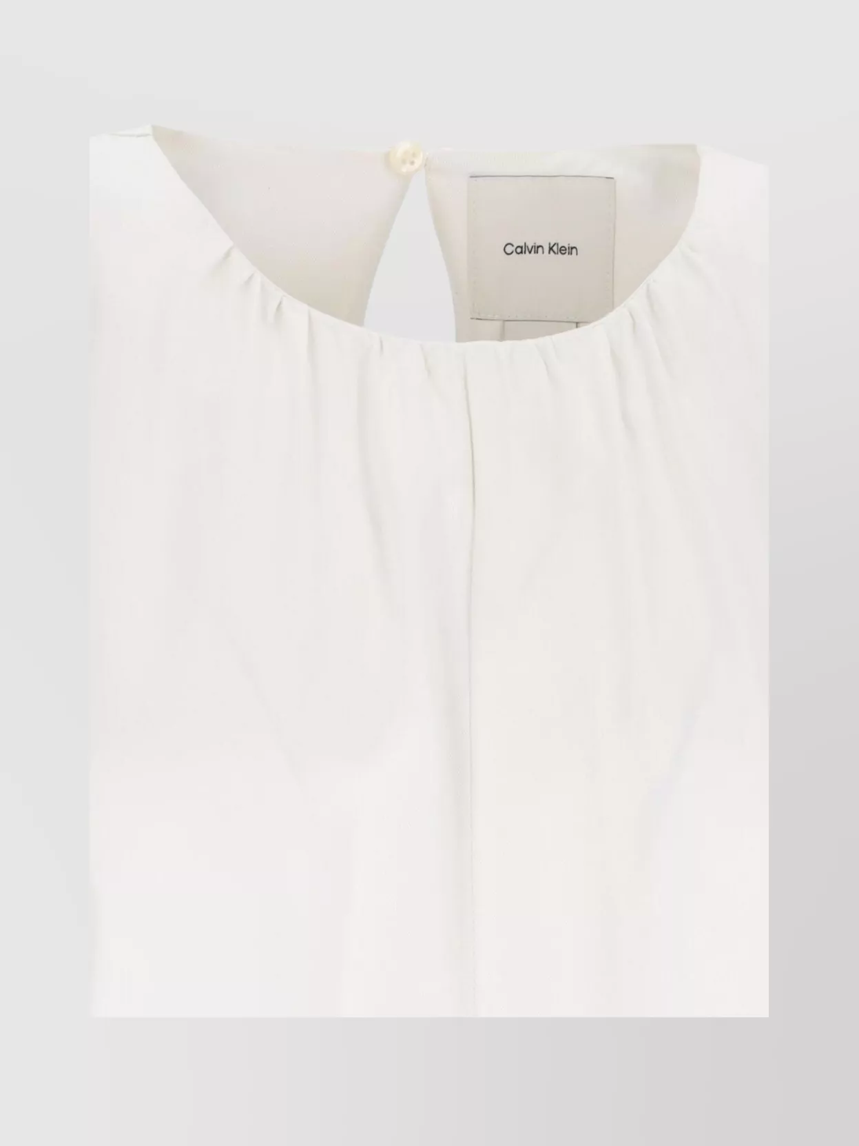 Calvin Klein Cap Sleeves Keyhole Back Pleated Detail In White