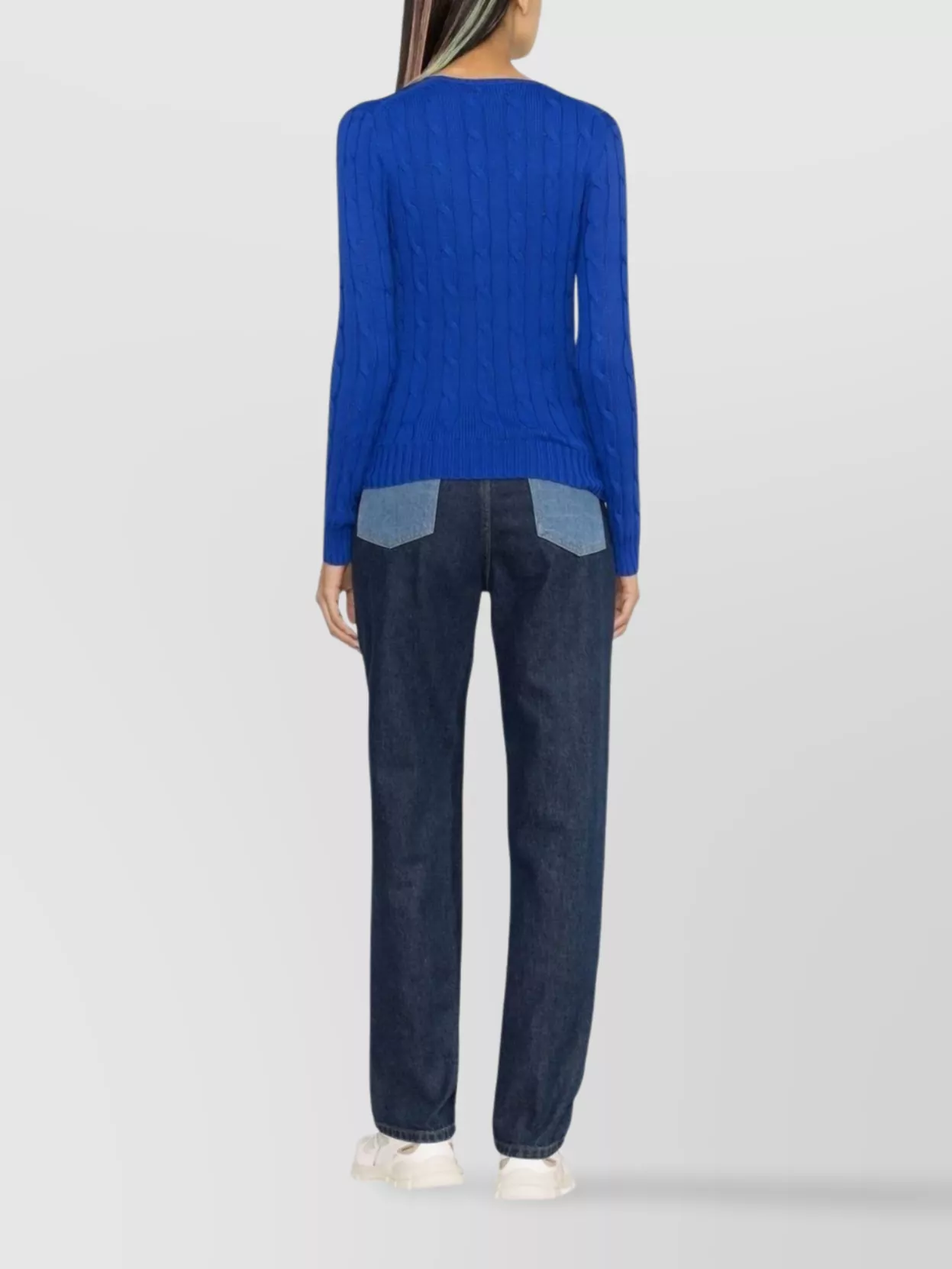 Ralph Lauren Logo Cable Knit Crew Neck T-shirt In Blue
