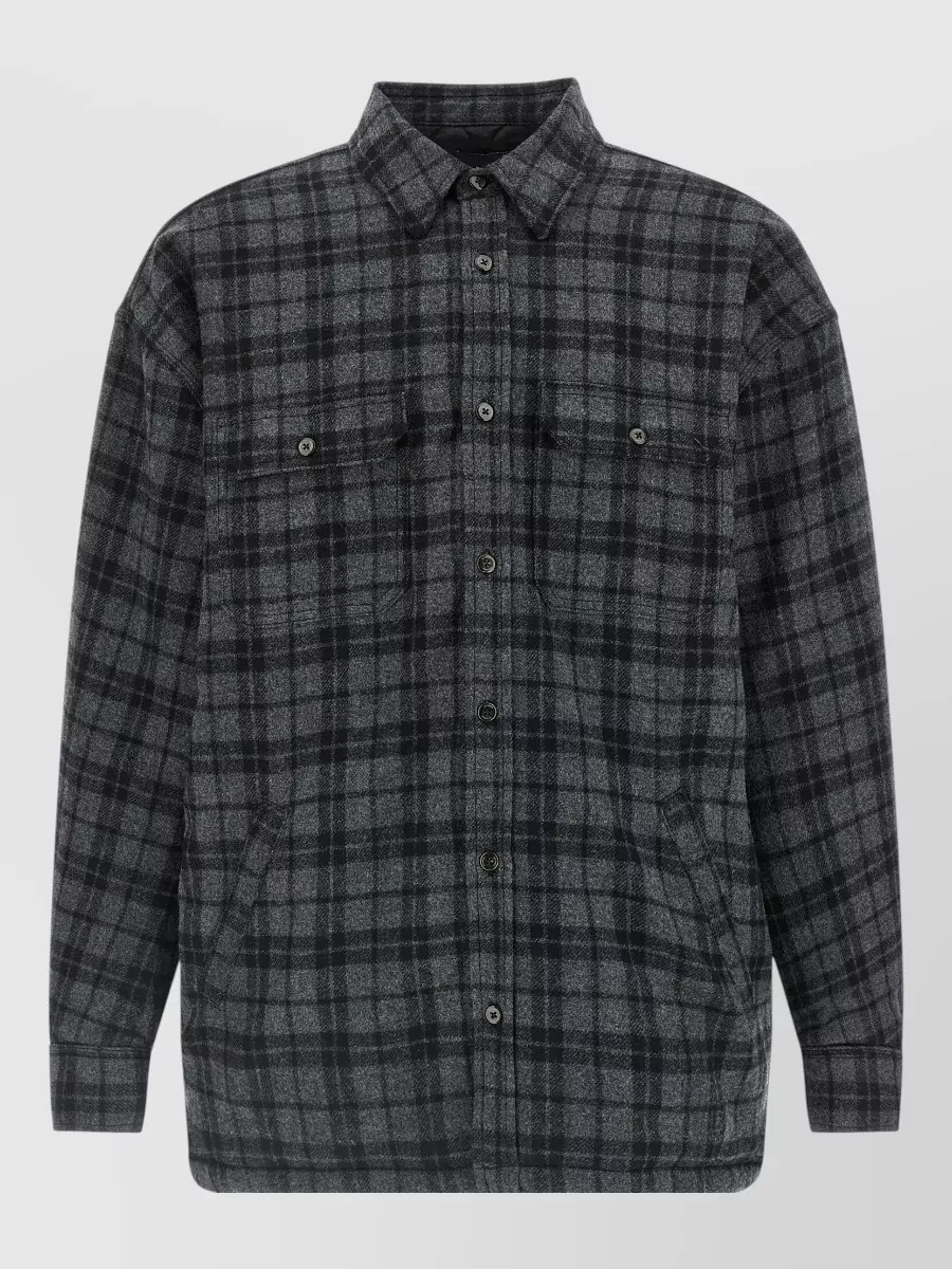 Willy Chavarria Checked quilted wool shirt jacket