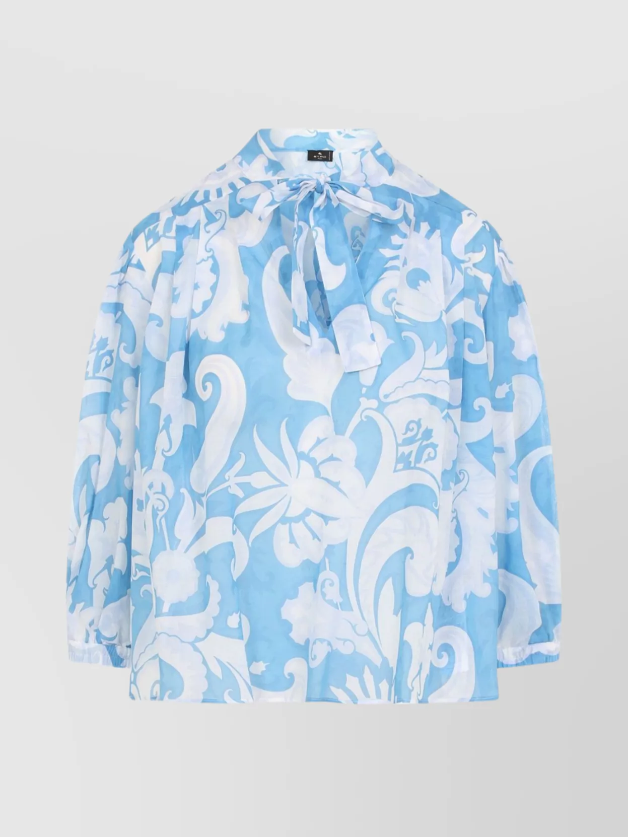 Etro Loose-fit Cotton Shirt With V-neck And Floral Pattern