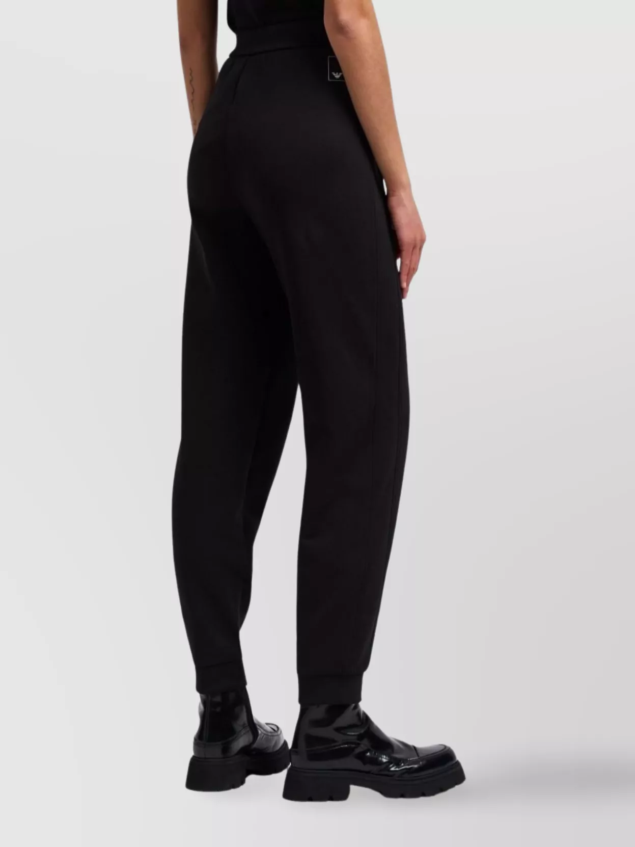 Emporio Armani Cotton Sweatpants With Elastic Waistband And Ribbed Ankles In Black