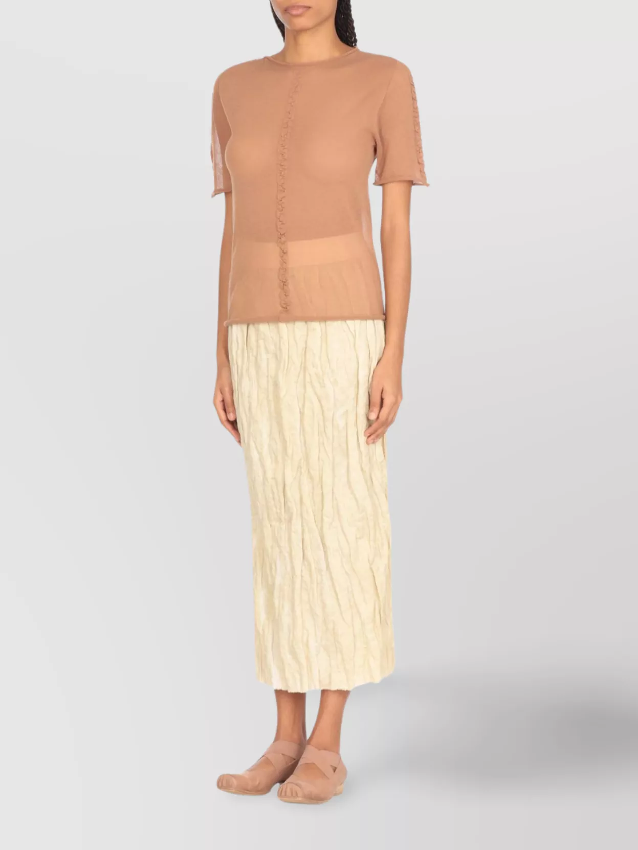 Uma Wang Sheer Fabric Round Neck Textured Detail