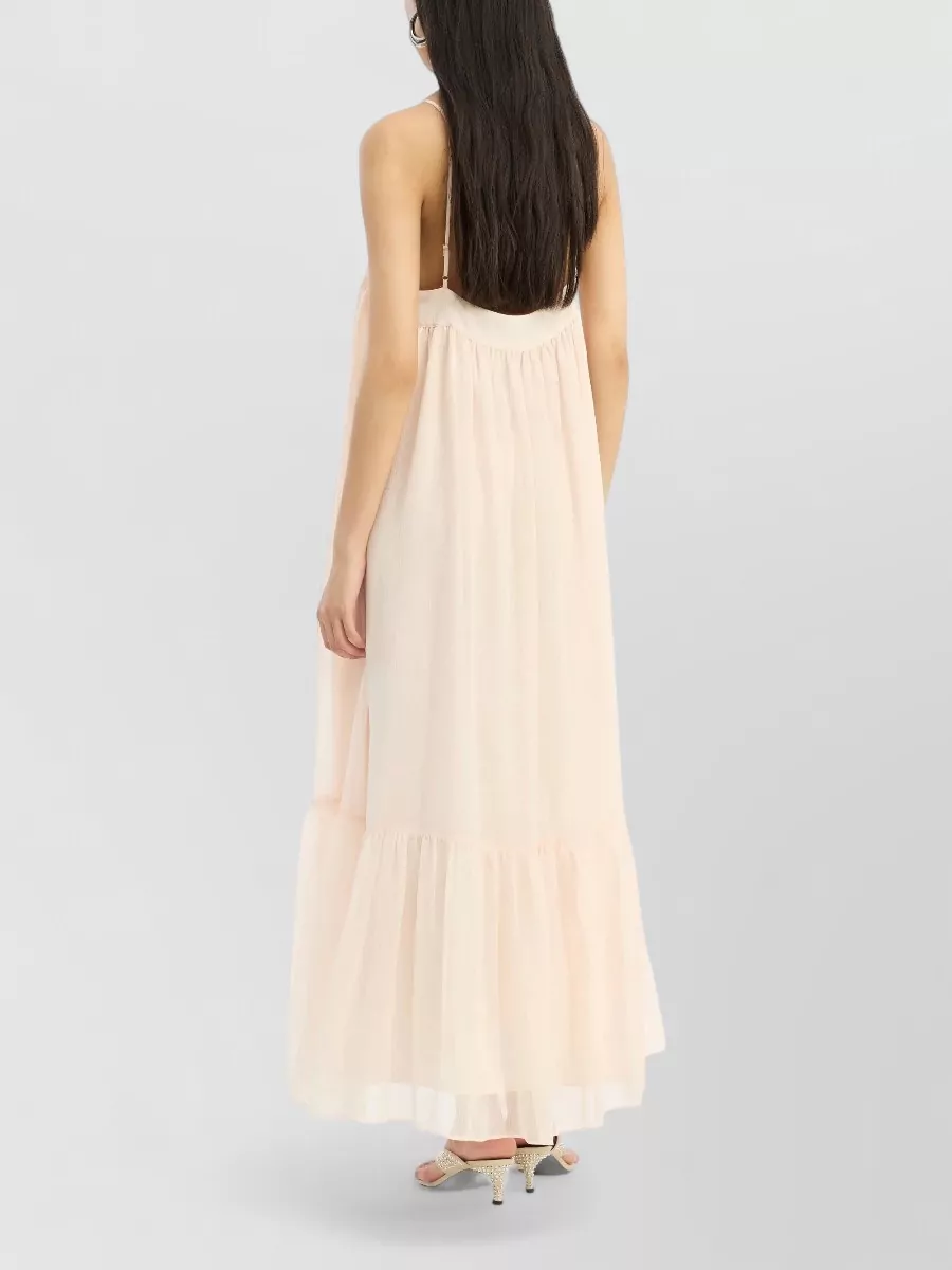 Rotate Chiffon A-Line Square Neck Tiered Maxi Dress