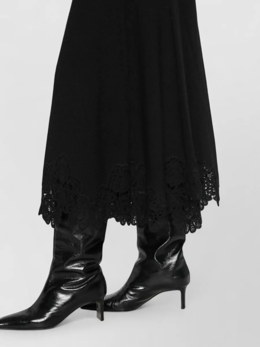 Zimmermann Wool Guipure Lace Trim Asymmetric Midi Dress