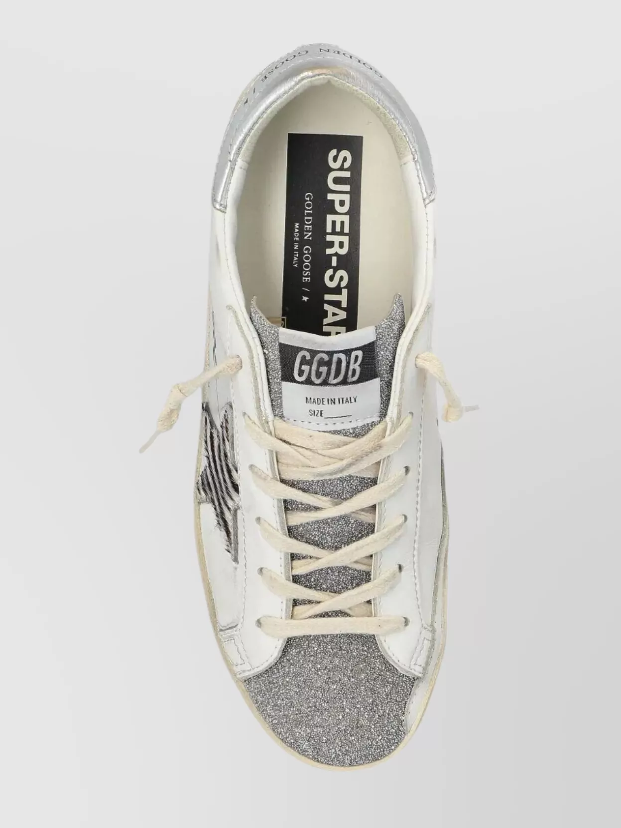 Golden Goose Crystal Toe And Tongue Zebra Star Sneakers