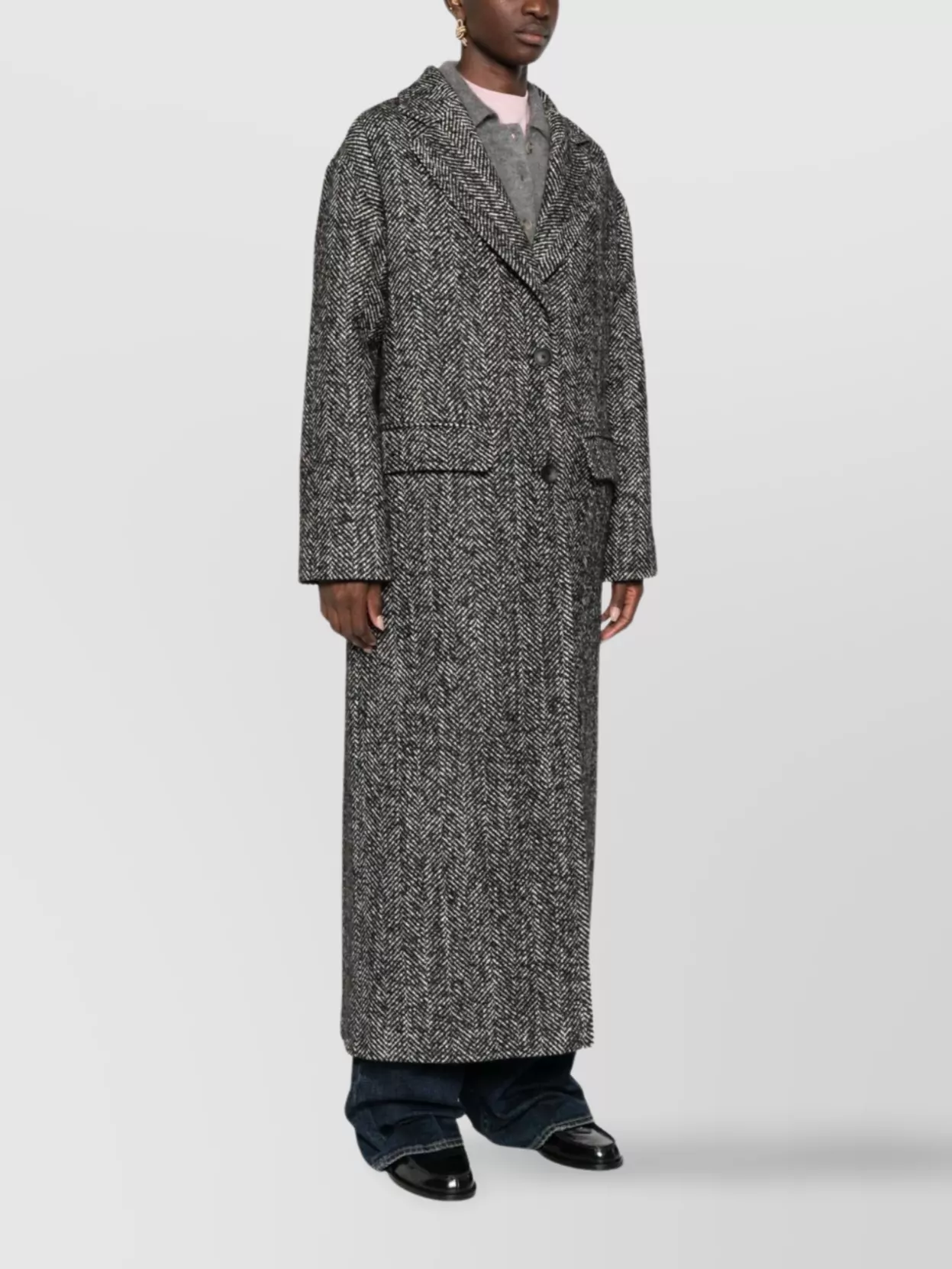 Tagliatore Long Single-Breasted Wool Blend Coat