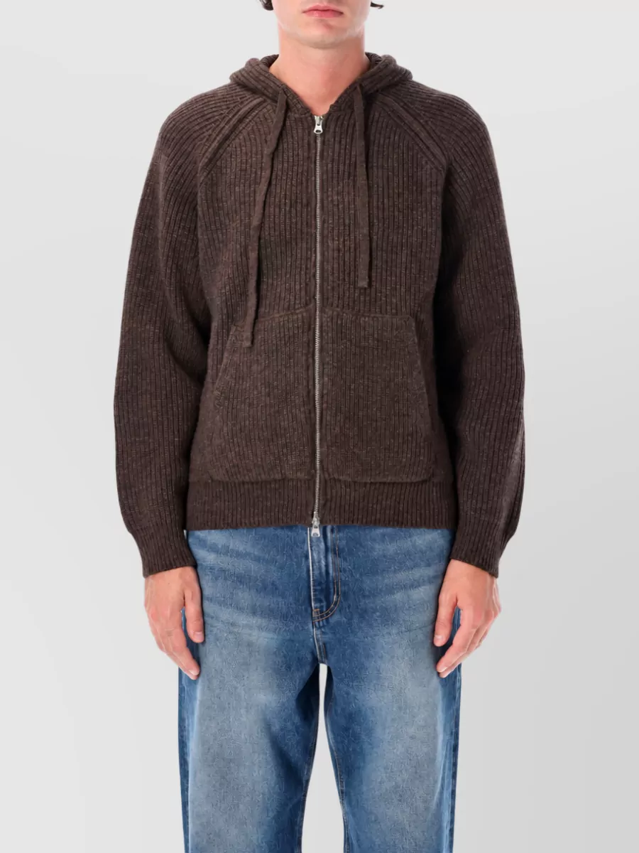 Dunst ribbed relaxed-fit hooded cardigan
