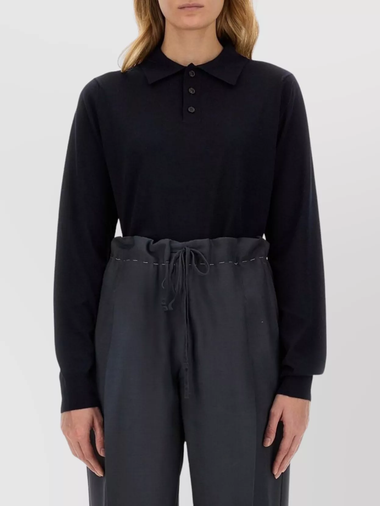 Maison Margiela Collared Knit Polo Ribbed Trim