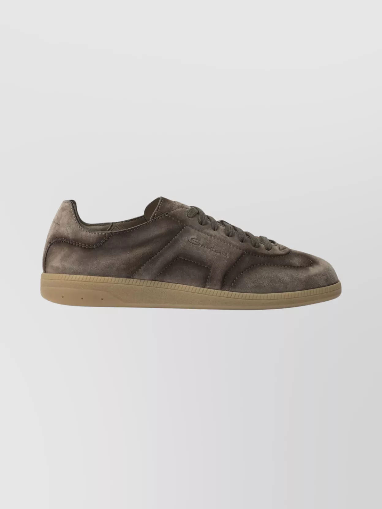 Santoni Suede Round Toe Sneakers With Rubber Sole