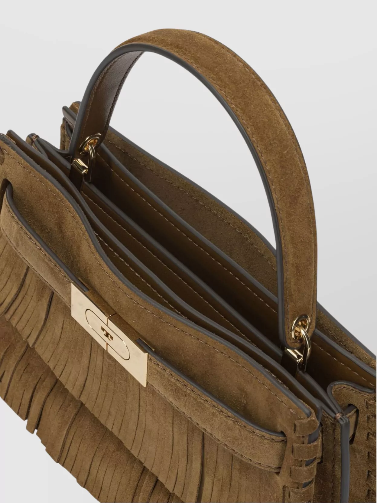 Tory Burch Suede Cross-body Bag Fringe Detail In Brown