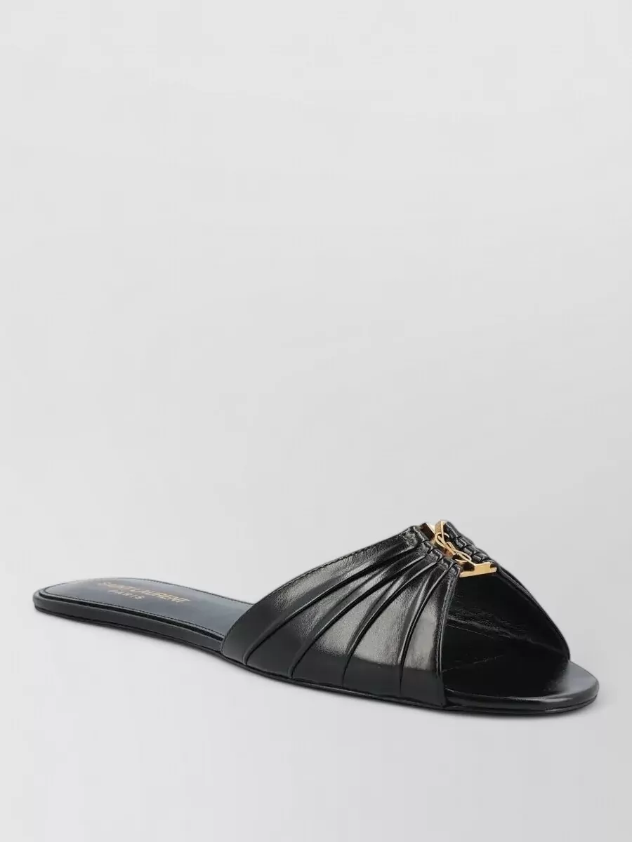 Saint Laurent Leather Gathered Slides