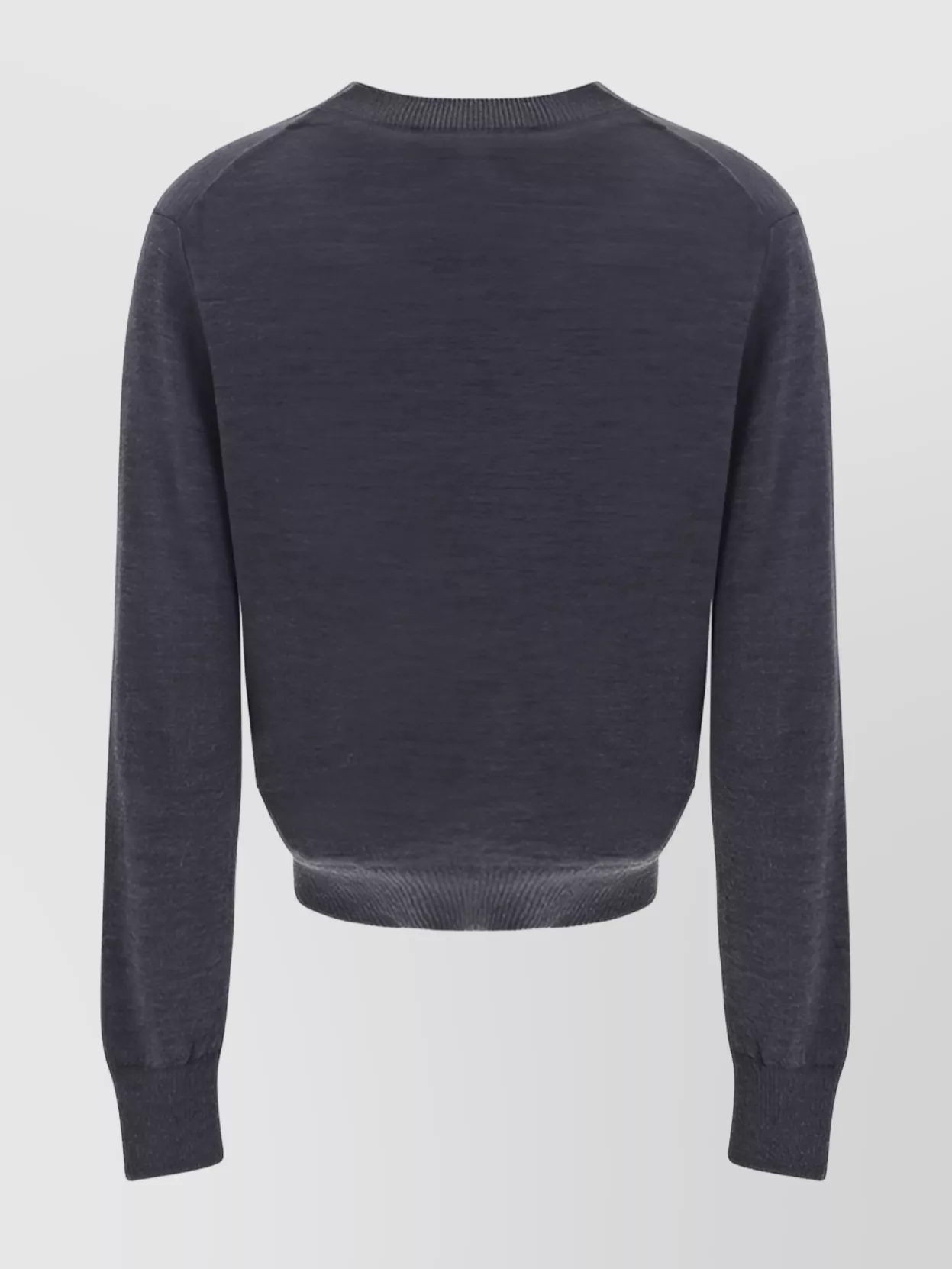 Ami Paris Merino Wool V-Neck Sweater With Ribbed Finish