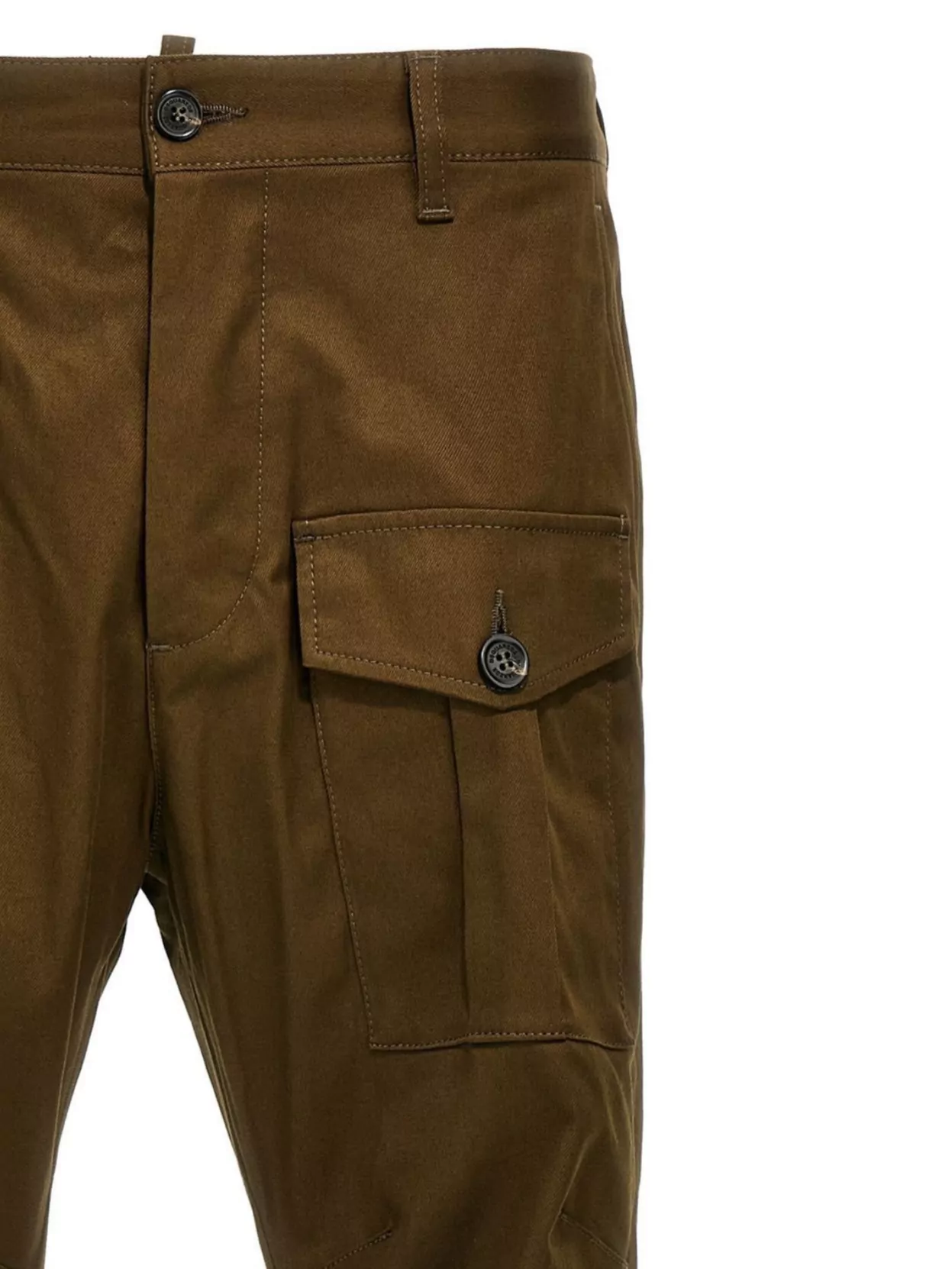 Dsquared2 Olive Cotton Blend Cargo Trousers In Green