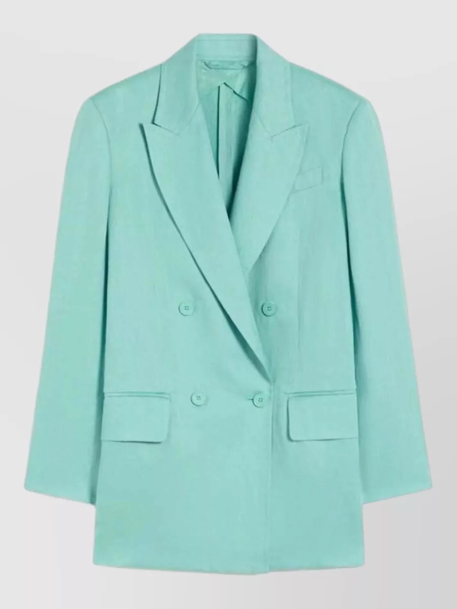 Max Mara linen chevron double-breasted blazer