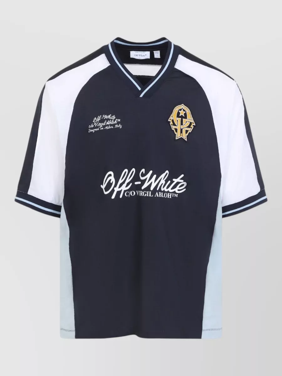 Off-White V-Neck Short-Sleeve T-Shirt