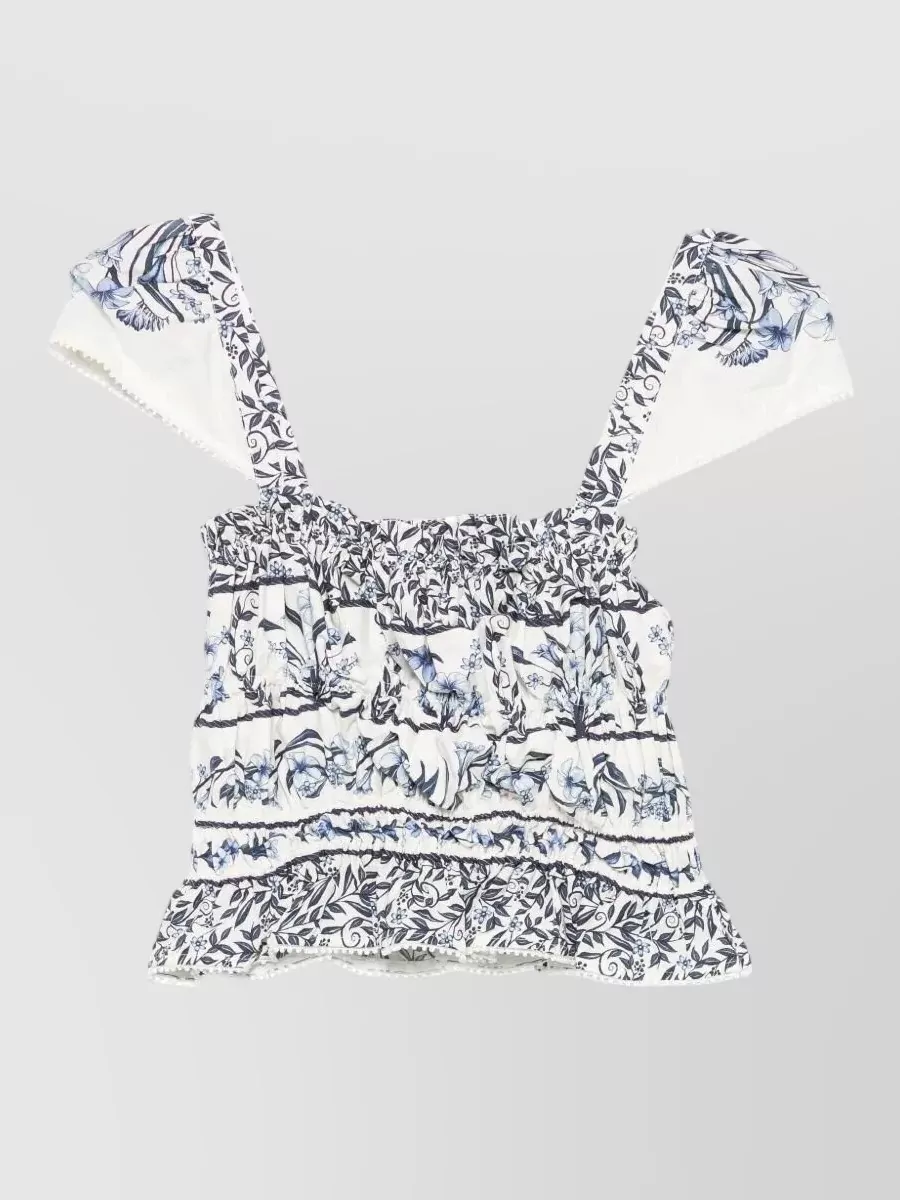 Farm Rio cotton gathered blouse