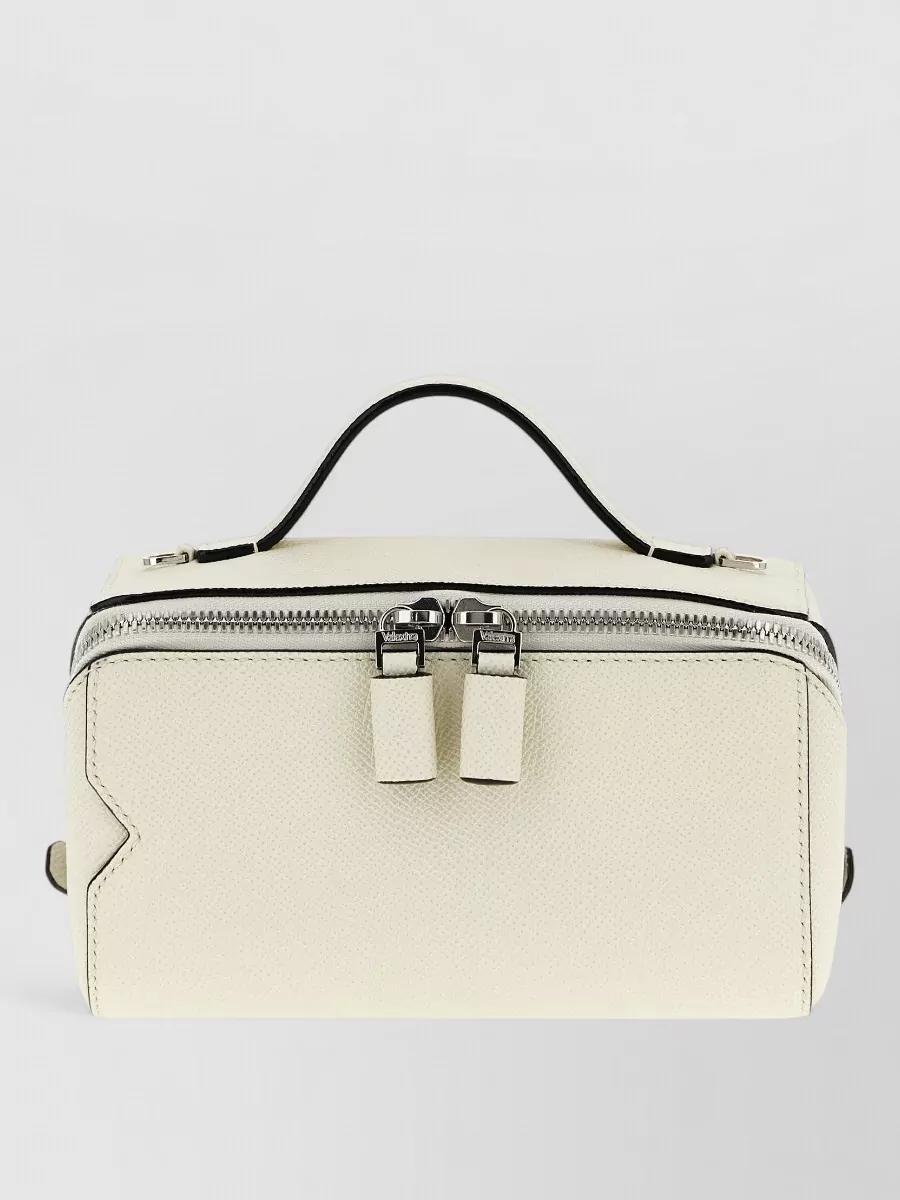 Valextra V Line Crossbody Bag Top Handle In Neutral