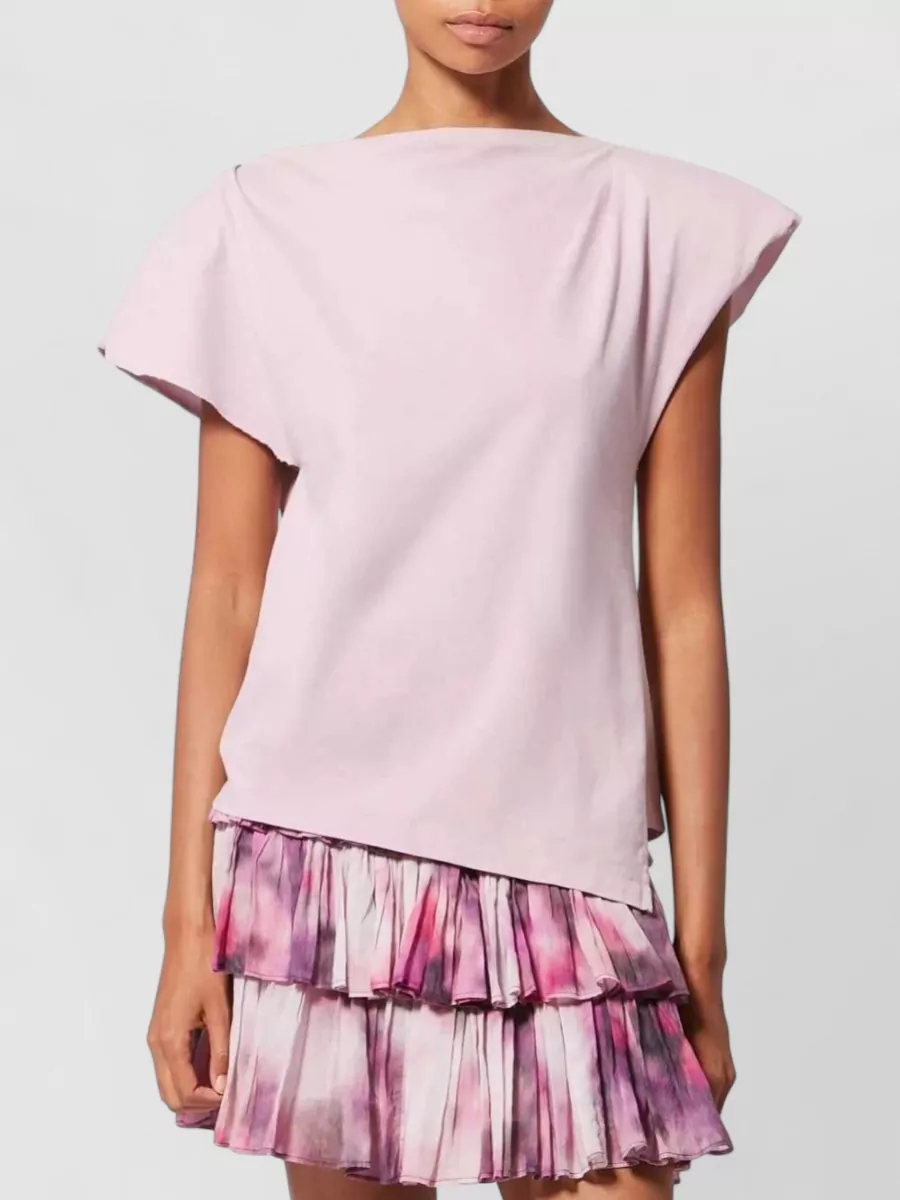 Isabel Marant Cotton Draped Short-Sleeve Asymmetric T-Shirt