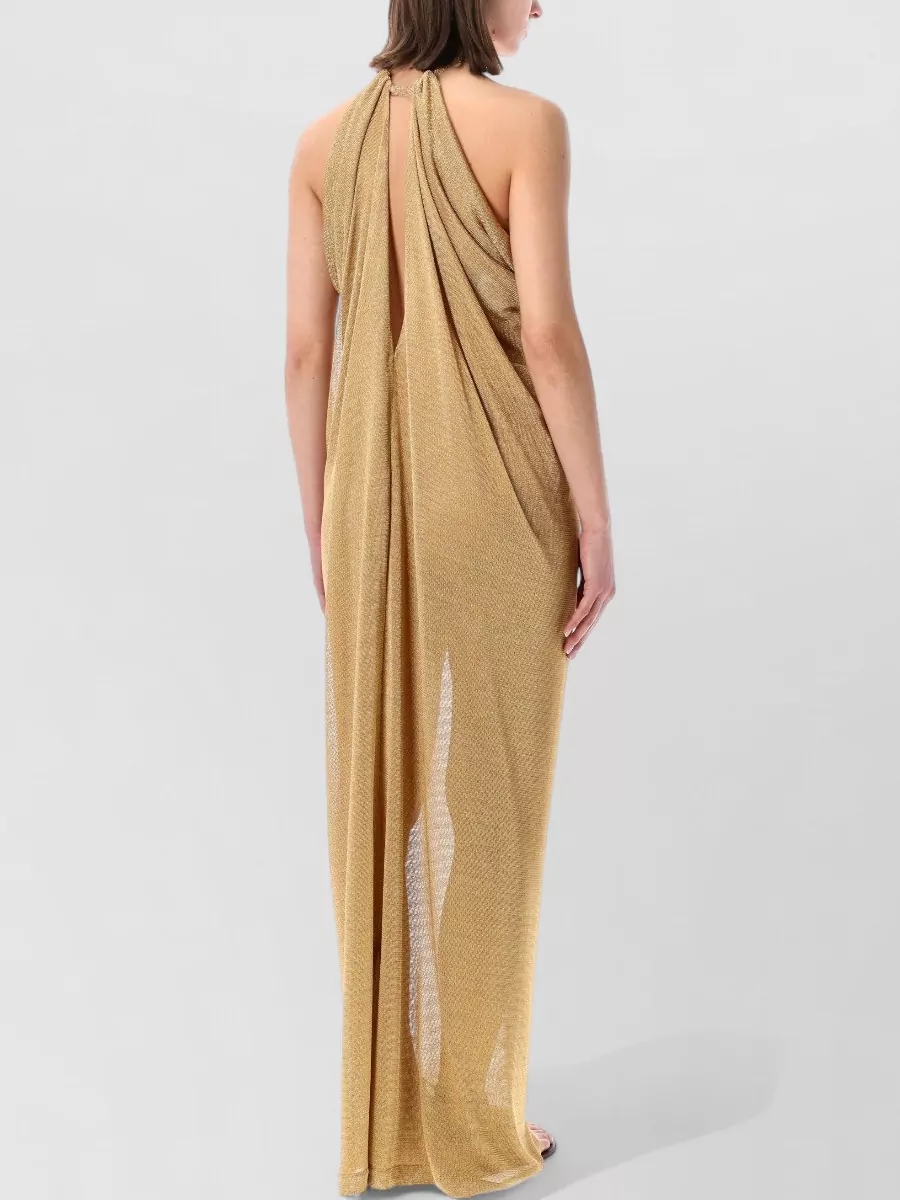 Alberta Ferretti Draped Open Back Maxi Dress