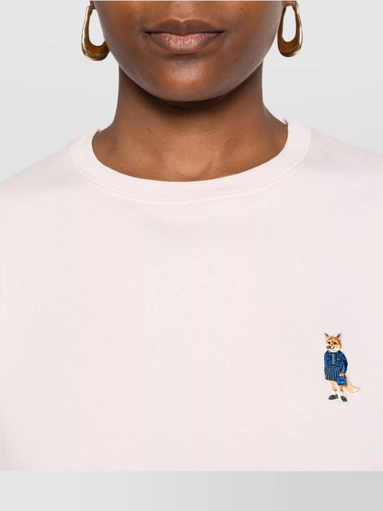 Maison Kitsuné Fox Motif Cotton T-Shirt Embroidered Detail