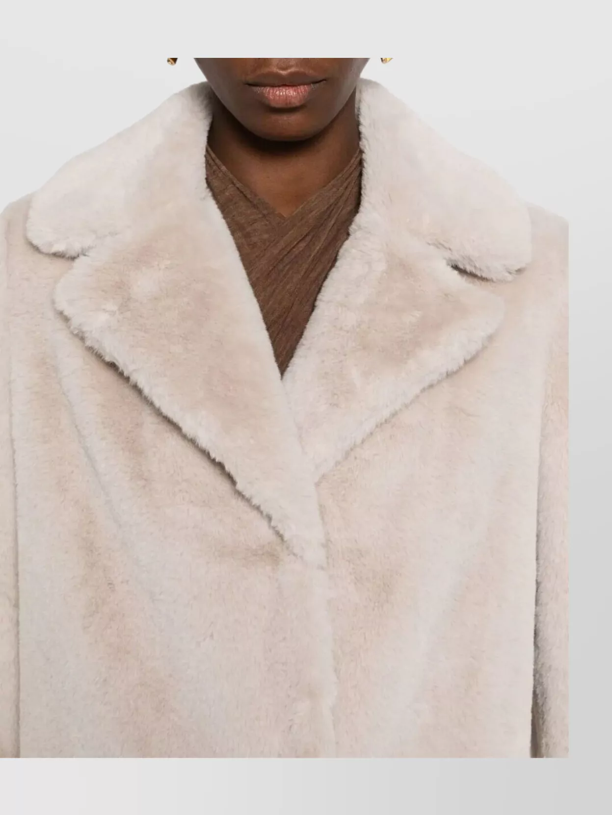 Herno Faux Fur Long Sleeve Coat With Pockets