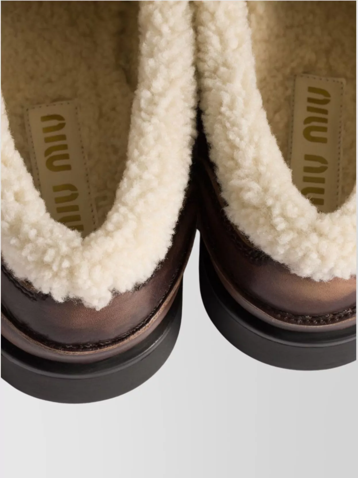 Miu Miu Leather Round Toe Loafers For Everyday Wear