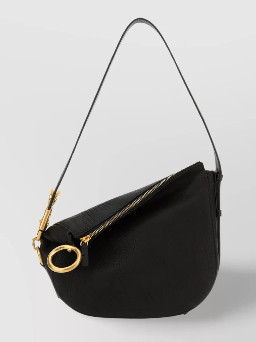 Shop Burberry Small Leather Knight Shoulder Bag In Black