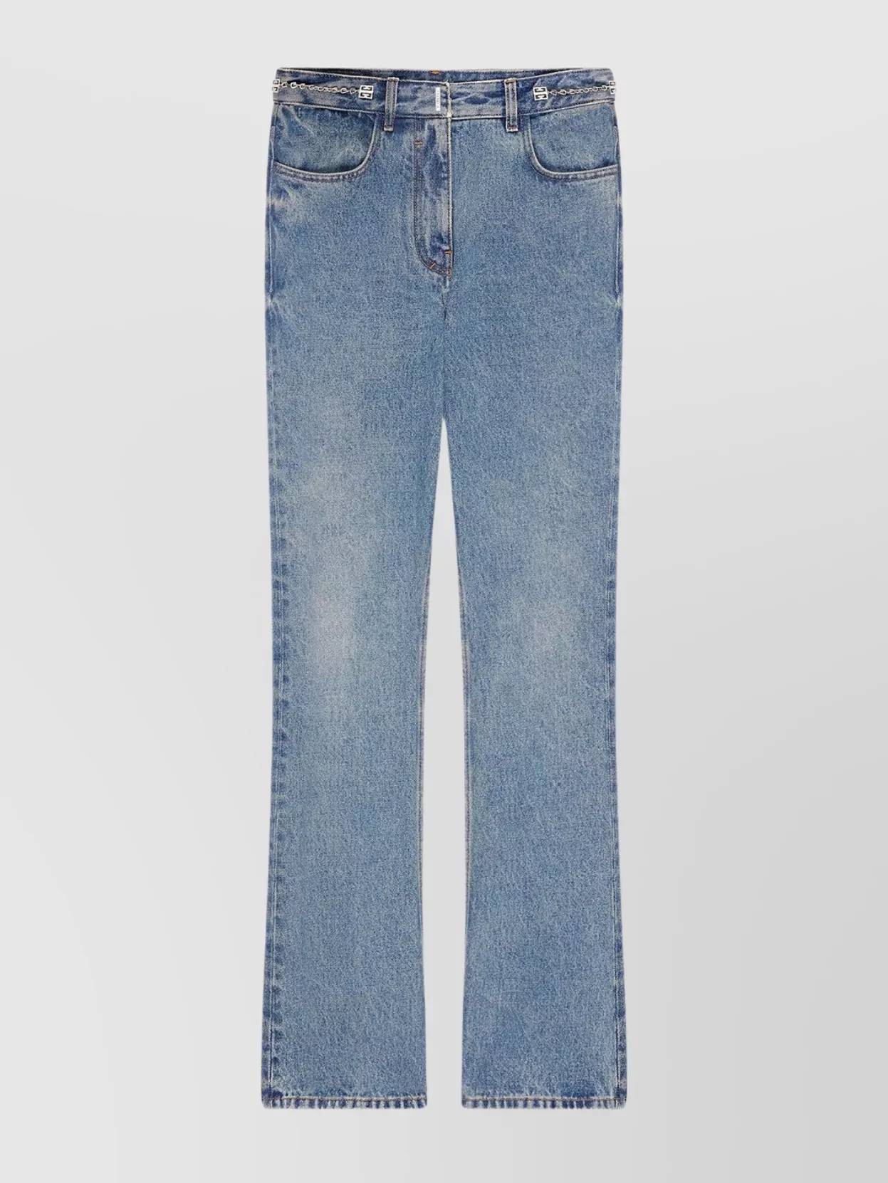 Shop Givenchy Denim Trousers Featuring Chain Accents In Blue