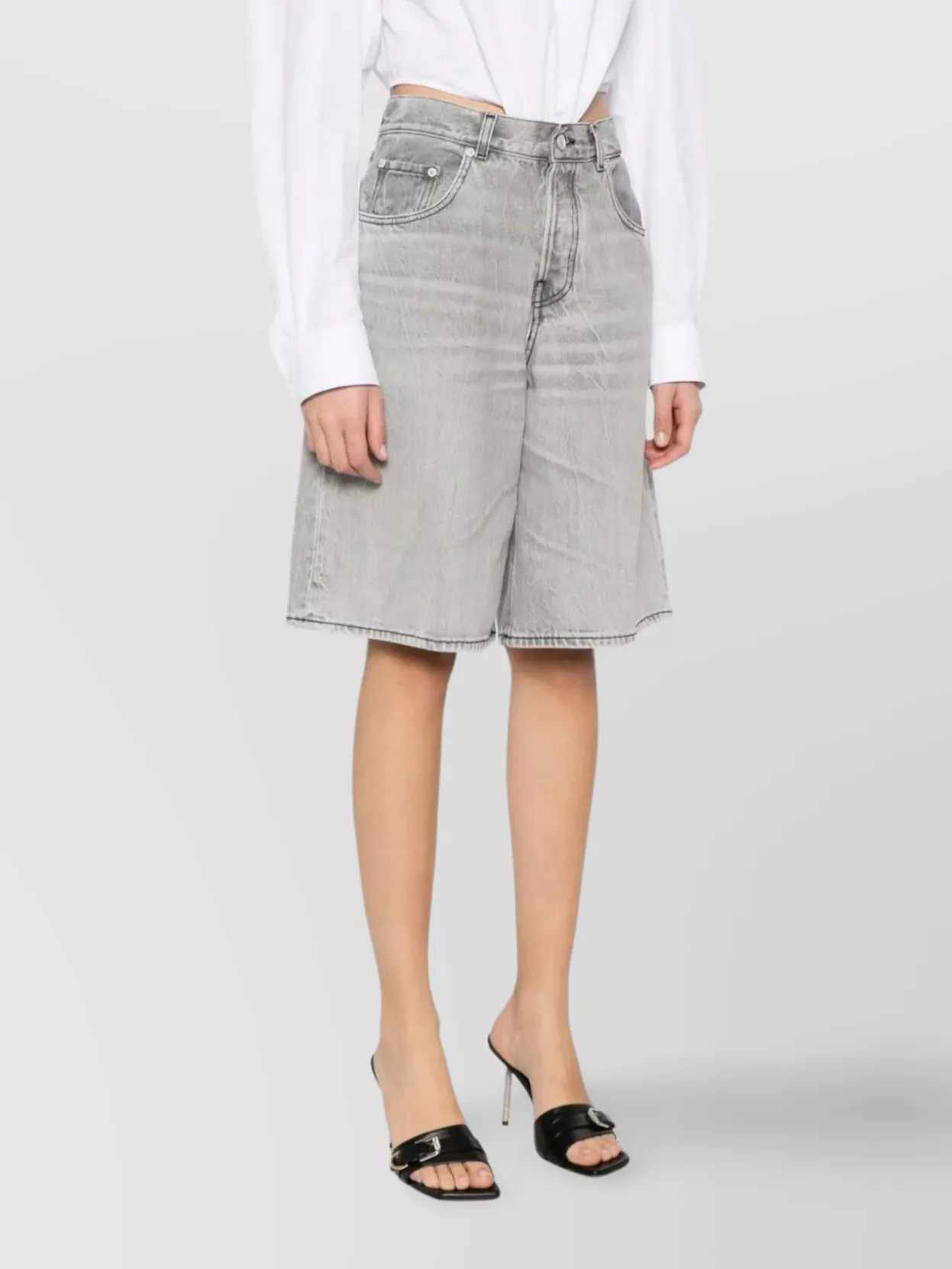 Haikure Grey Fog Becky Shorts With Faded Effect
