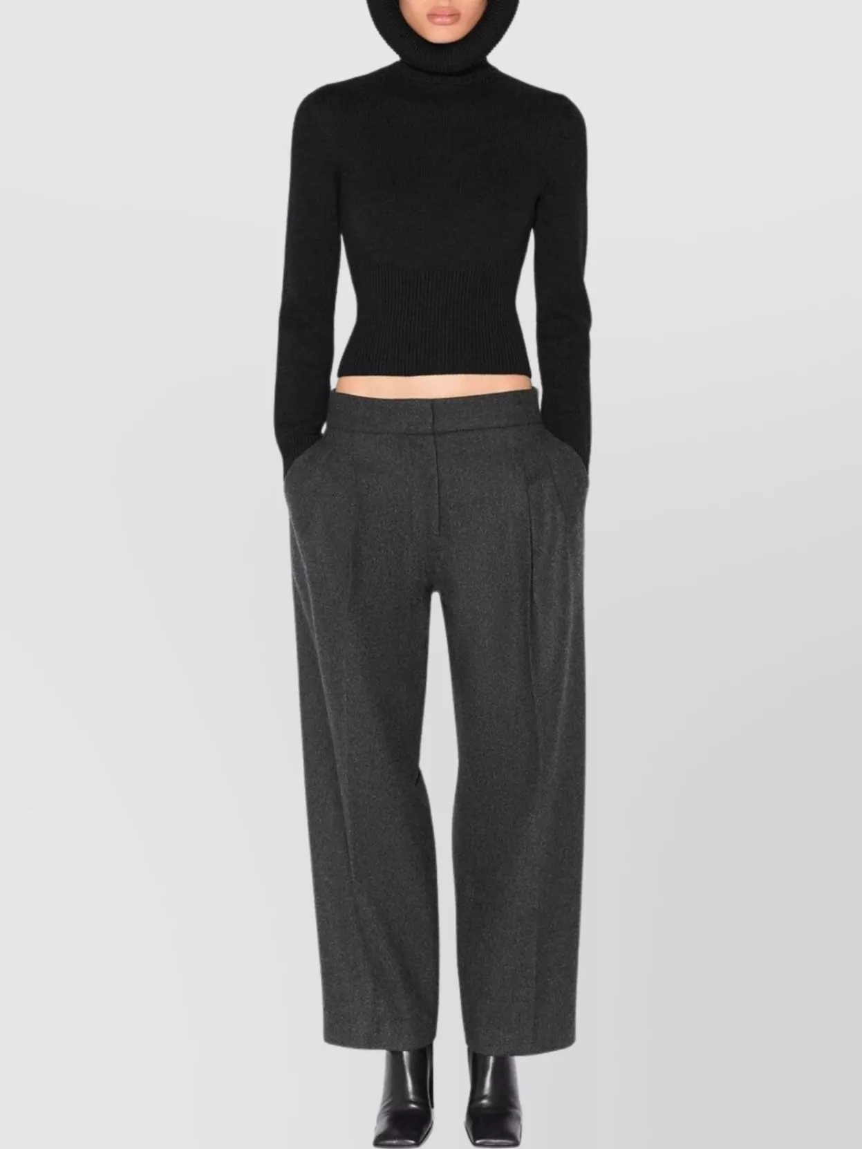 Alaïa Ribbed Sweater With Sculptural Hoodie Clothing
