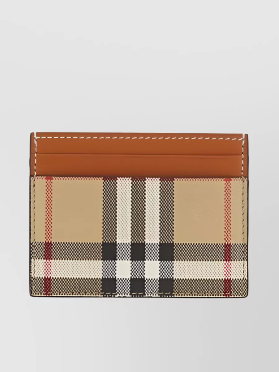 Shop Burberry Check Print Card Holder In Brown