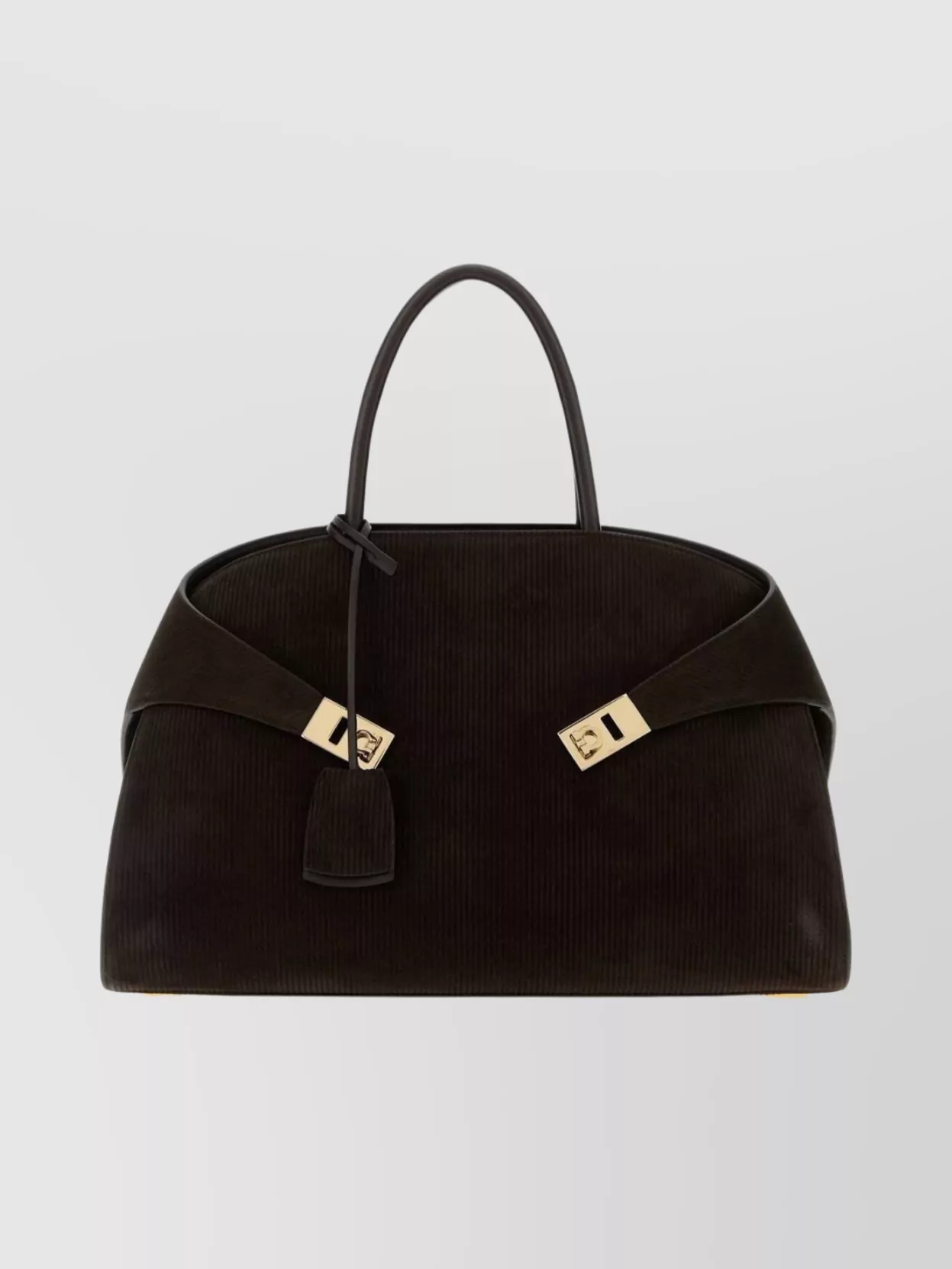 Ferragamo Dark Brown Suede Medium Hug Handbag