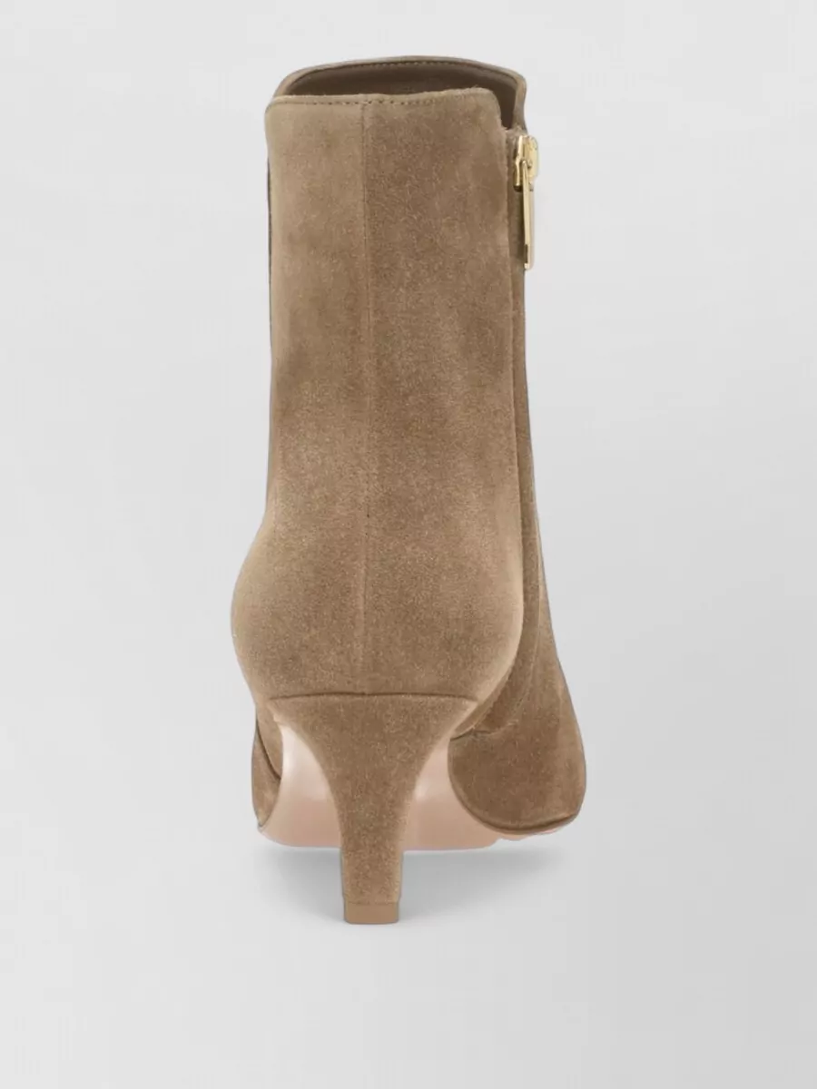 Gianvito Rossi Suede Leather Mid Heel Ankle Boots