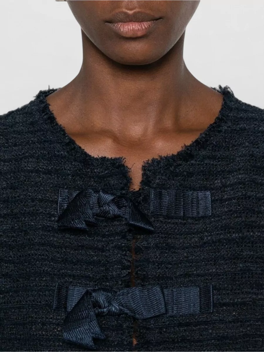 Emporio Armani Bow-Embellished Round-Neck Cardigan