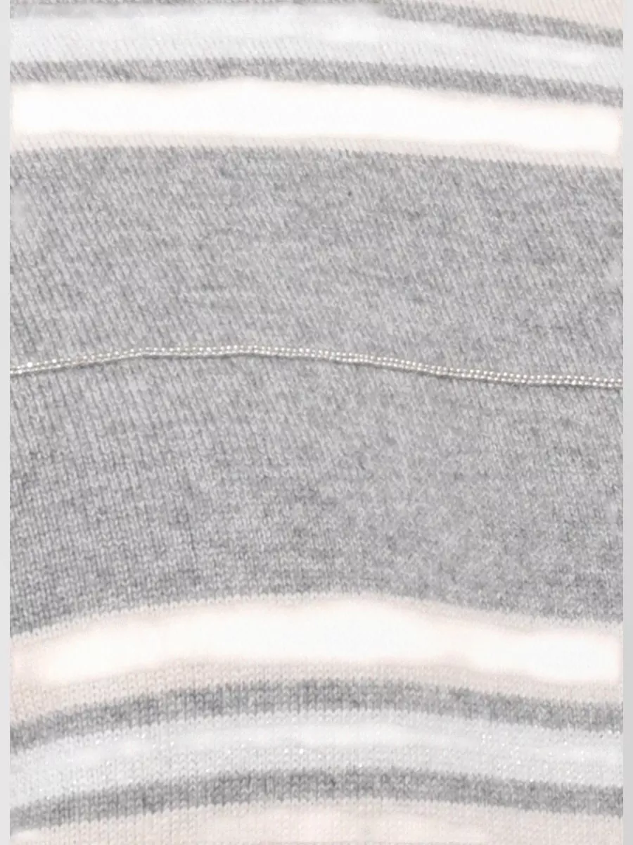 Peserico Virgin Wool Silk Cashmere Striped Crewneck Sweatshirt