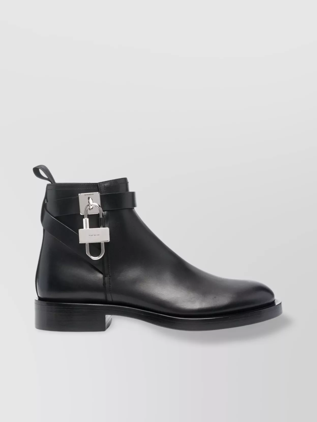 Shop Givenchy Leather Ankle Boots With Low Heel And Buckle Detail In Black
