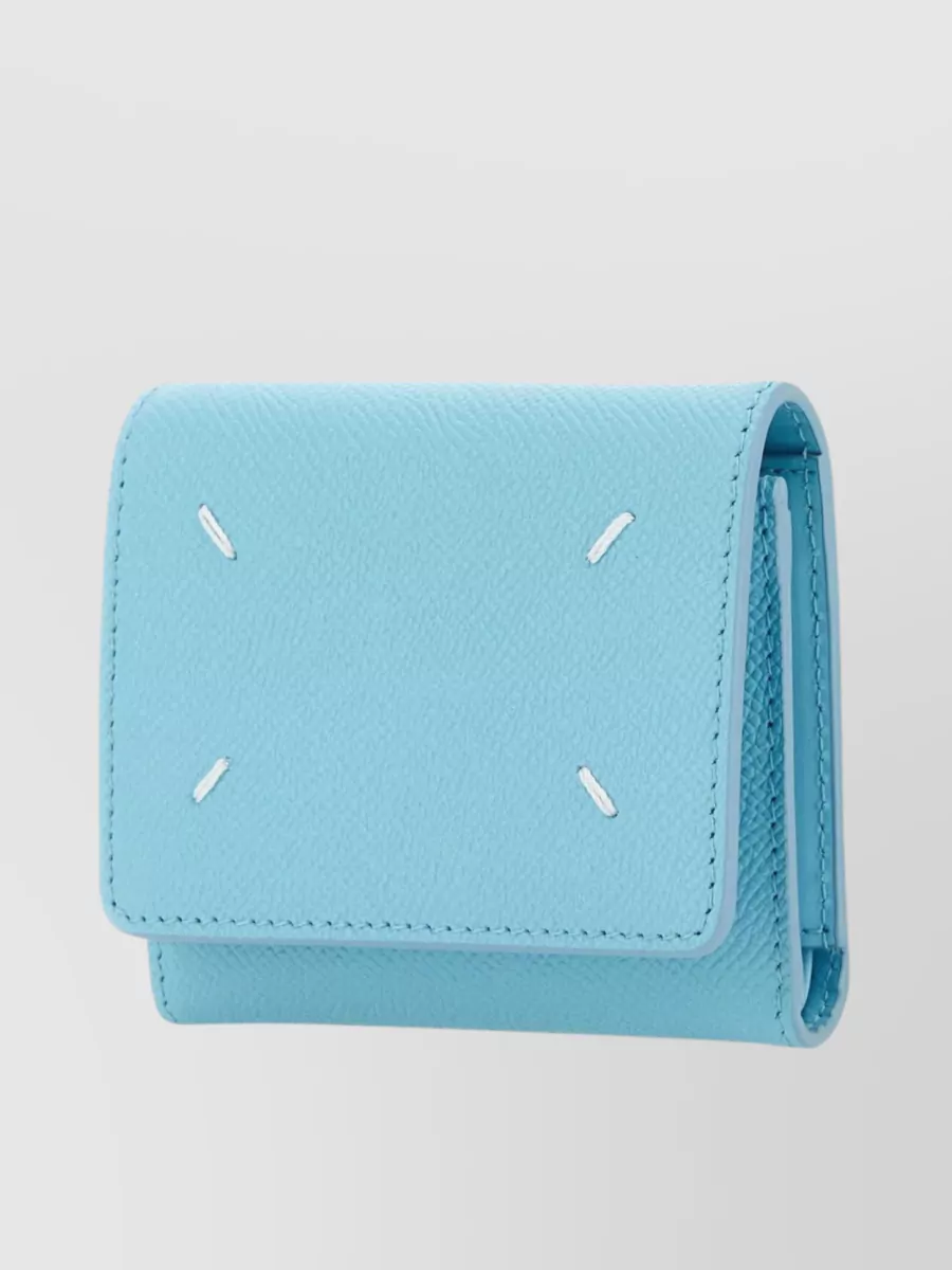 Maison Margiela Grained Leather Rectangular Wallet In Blue