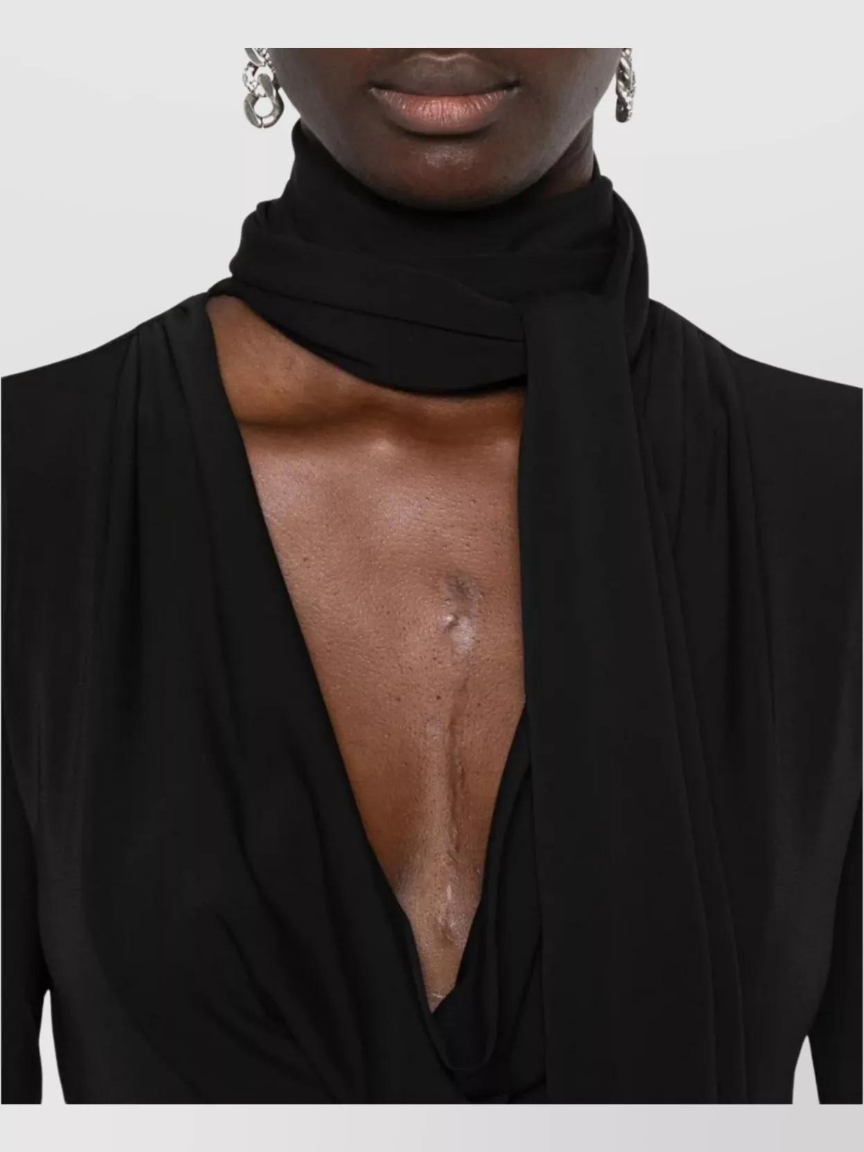 Blumarine Draped Jersey Crepe Top Scarf Detail