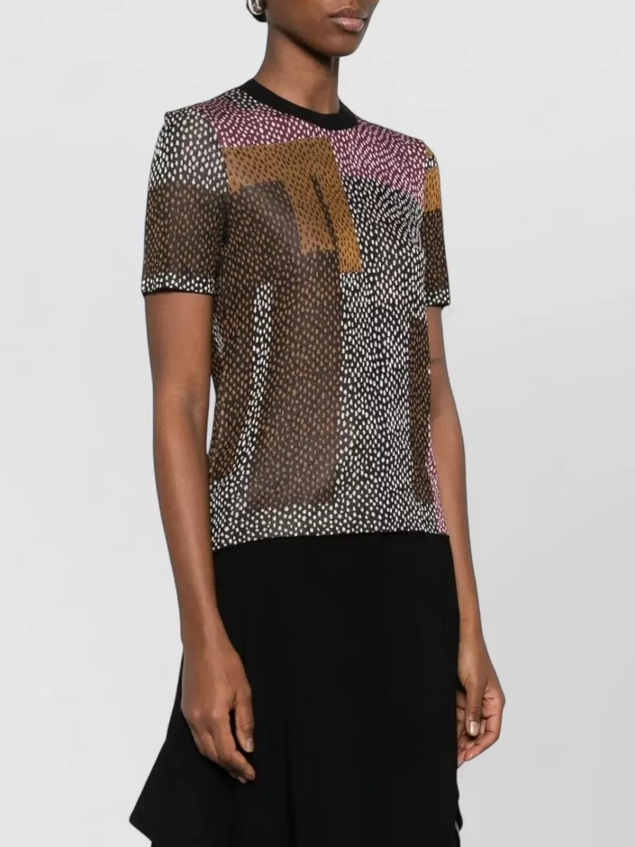 Fendi Geometric Motif Short Sleeve Knit Jumper