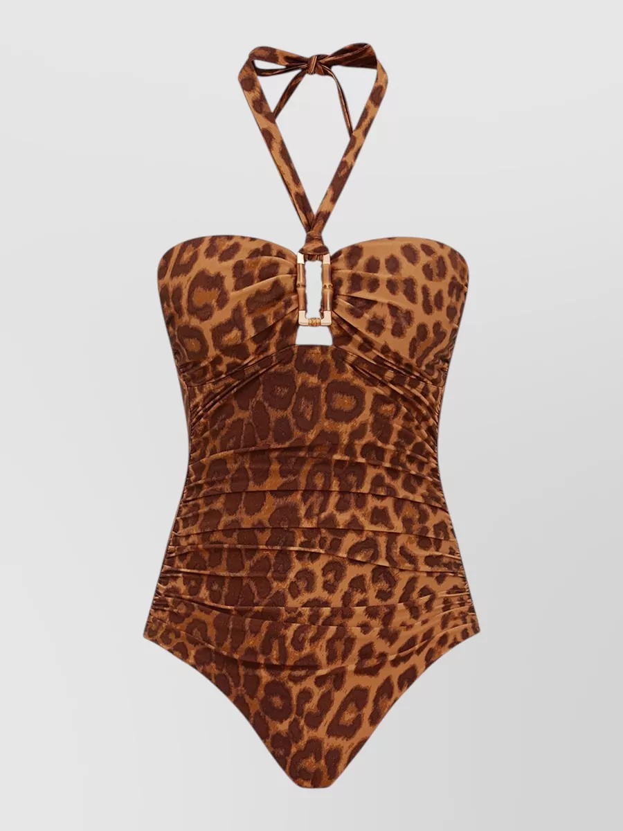 Zimmermann ruched halterneck one-piece swimsuit