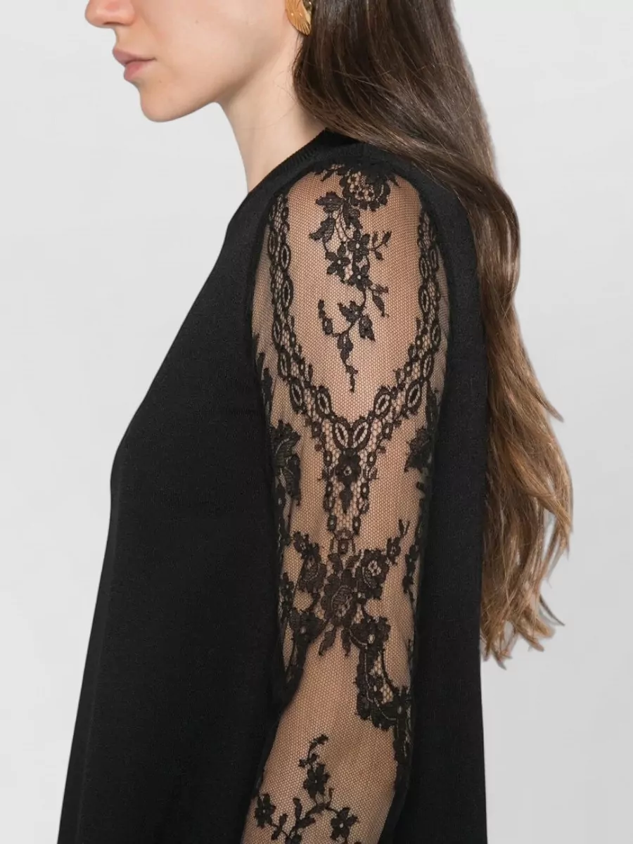 Valentino Garavani Lace-Embroidered Long-Sleeve Mini Dress