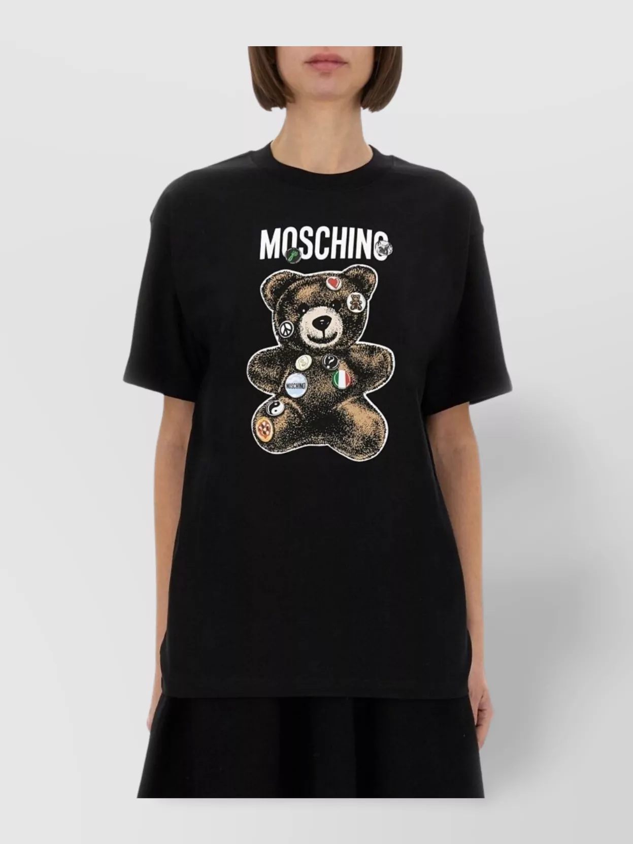Moschino Graphic Print Crew Neck Short Sleeve T-shirt In Black