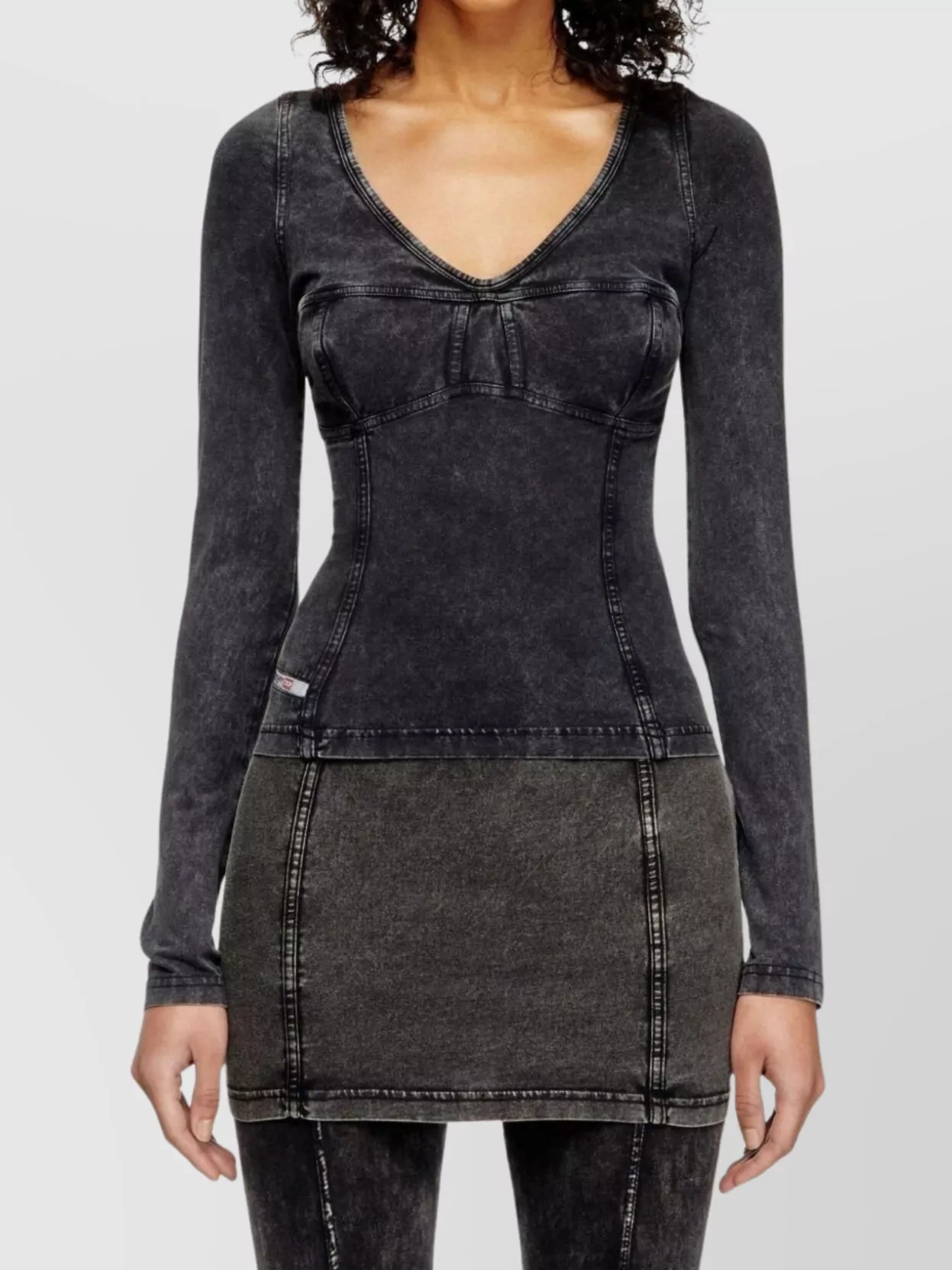 Diesel Long-sleeve Top With Denim Effect