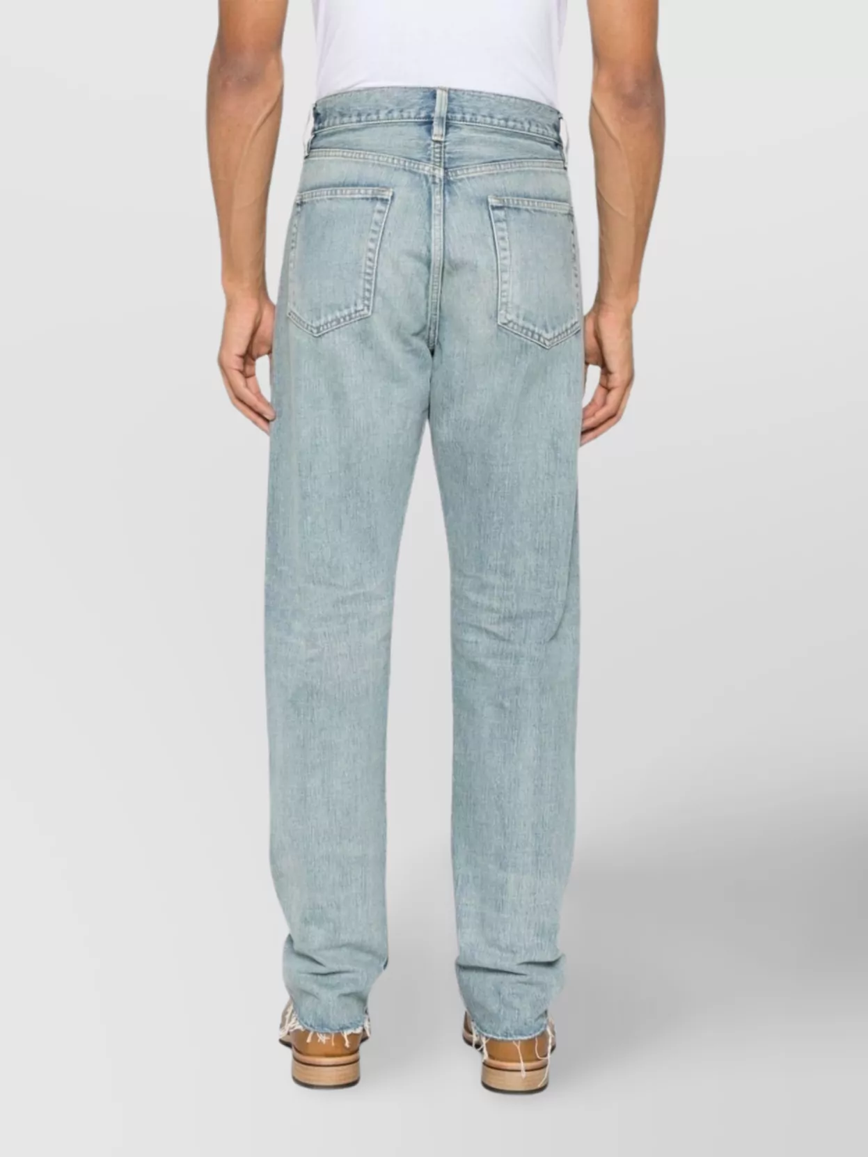 Shop Fear Of God Straight Leg Trousers Faded Wash