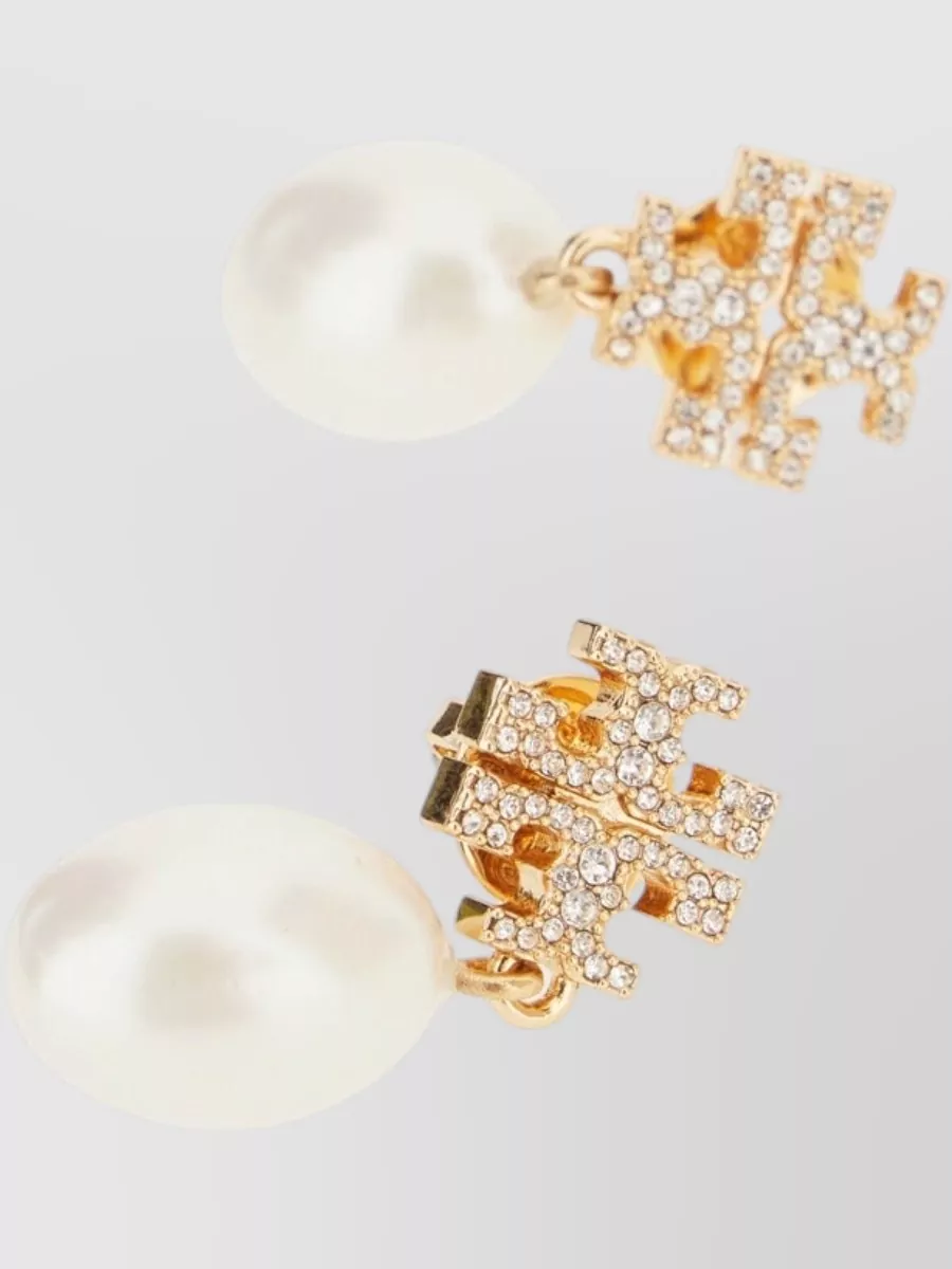 Tory Burch Metal Pavé Pendant Earrings